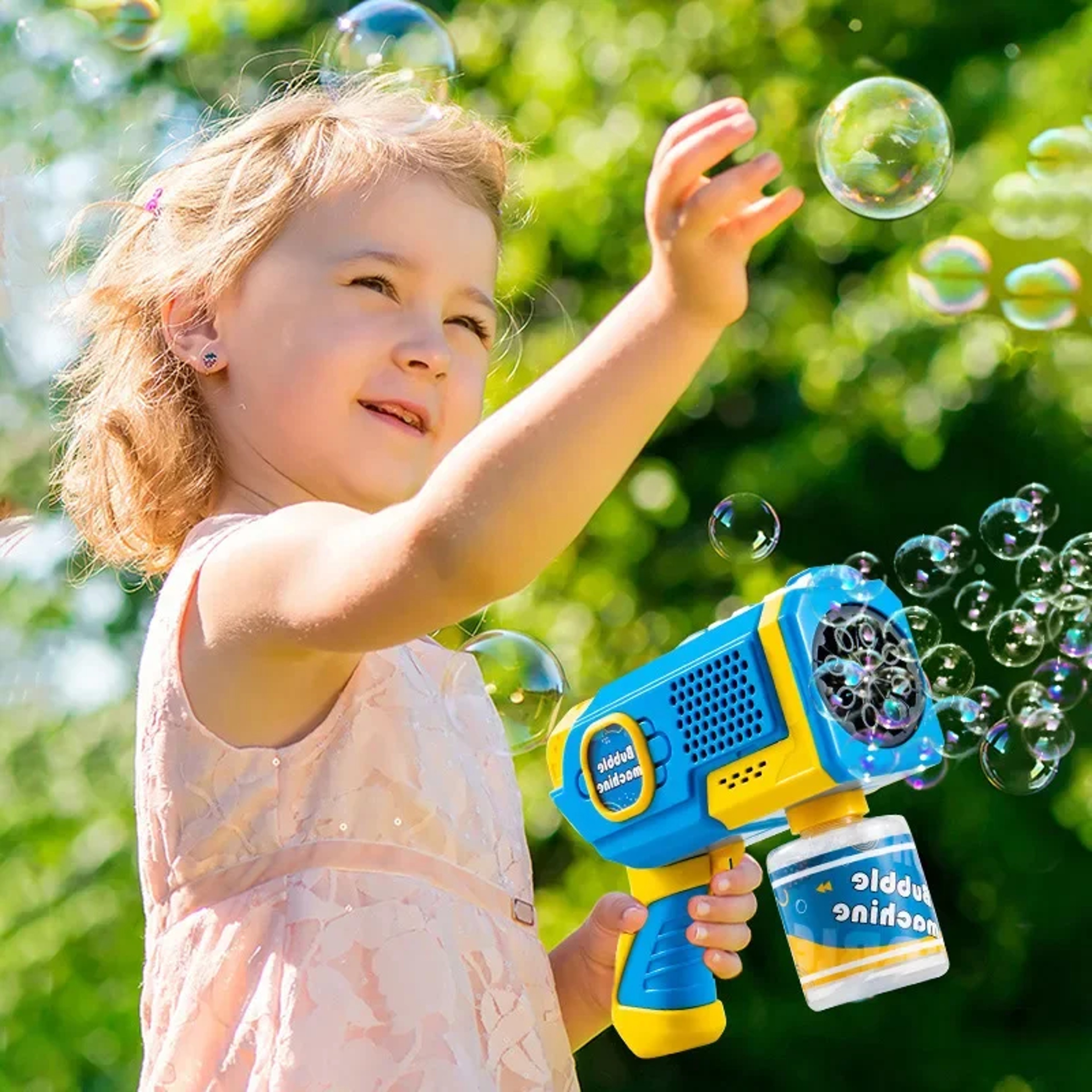 Kids Automatic Bubble Gun Light Up Bubble Machine Toy 3