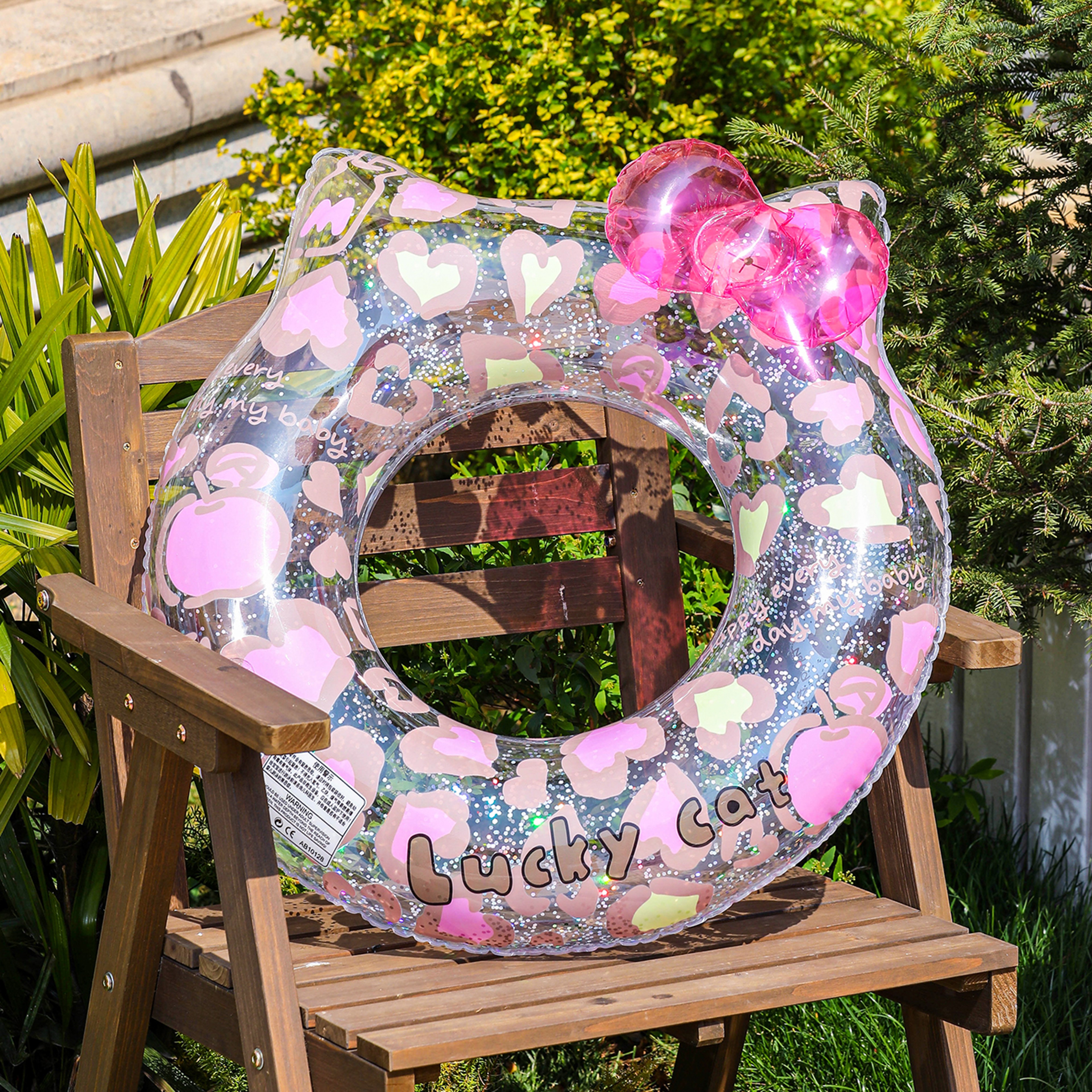 Leopard Cat Baby Swim Ring with Seat and Pocket for Toddlers – view 4
