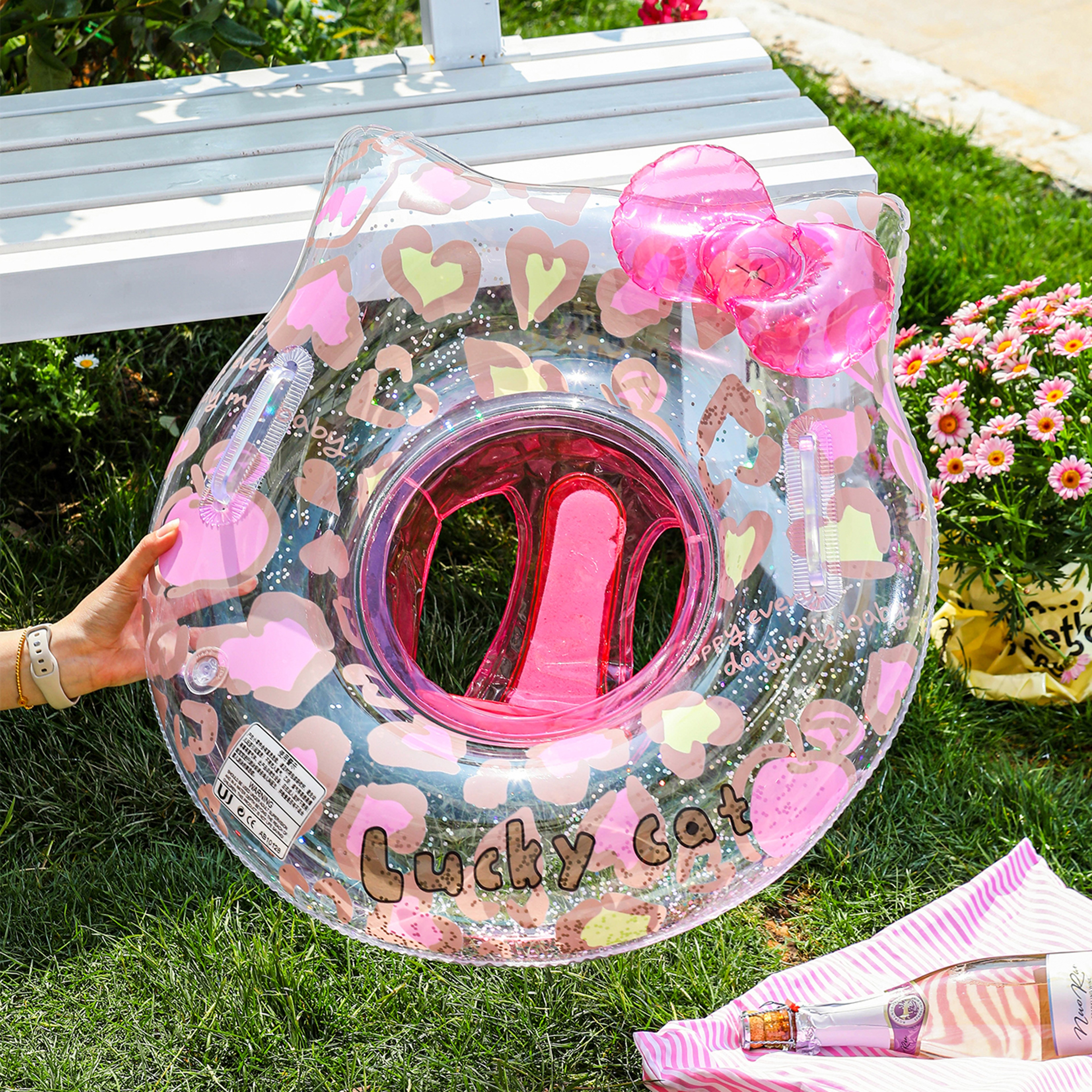 Leopard Cat Baby Swim Ring with Seat and Pocket for Toddlers – view 5