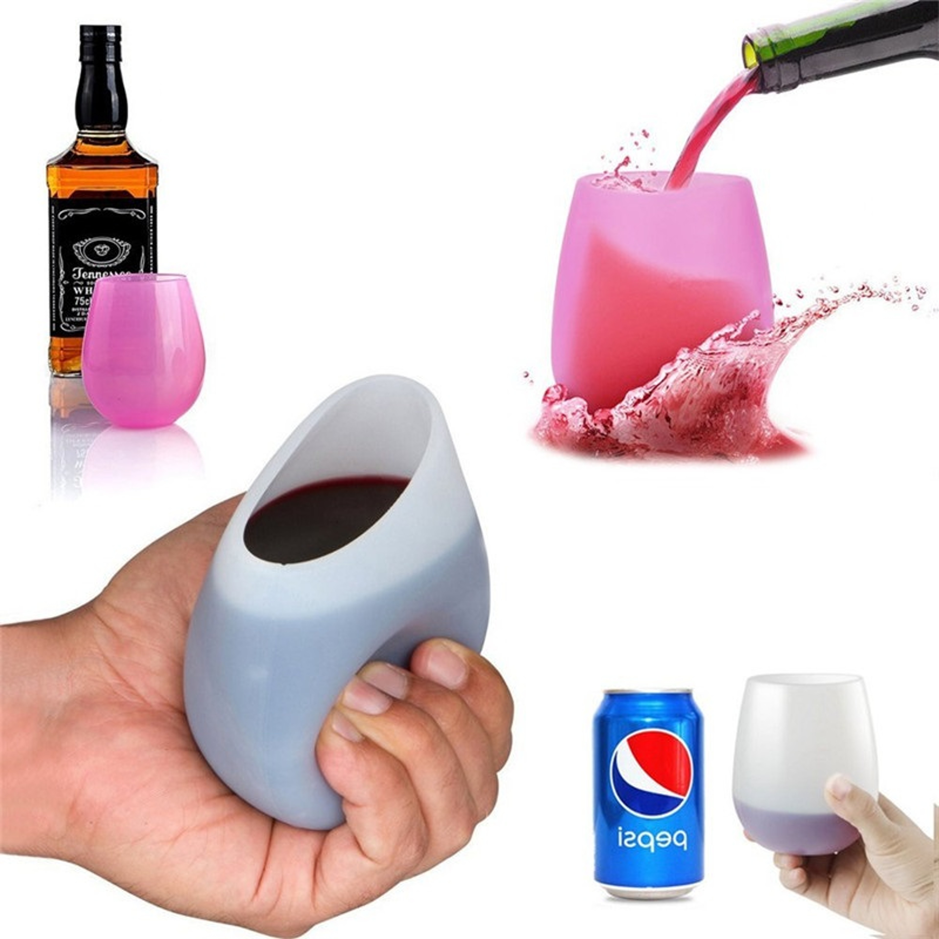 Collapsible Silicone Wine Cup Portable Camping Cup Shatterproof Foldable Travel Drinkware – view 5