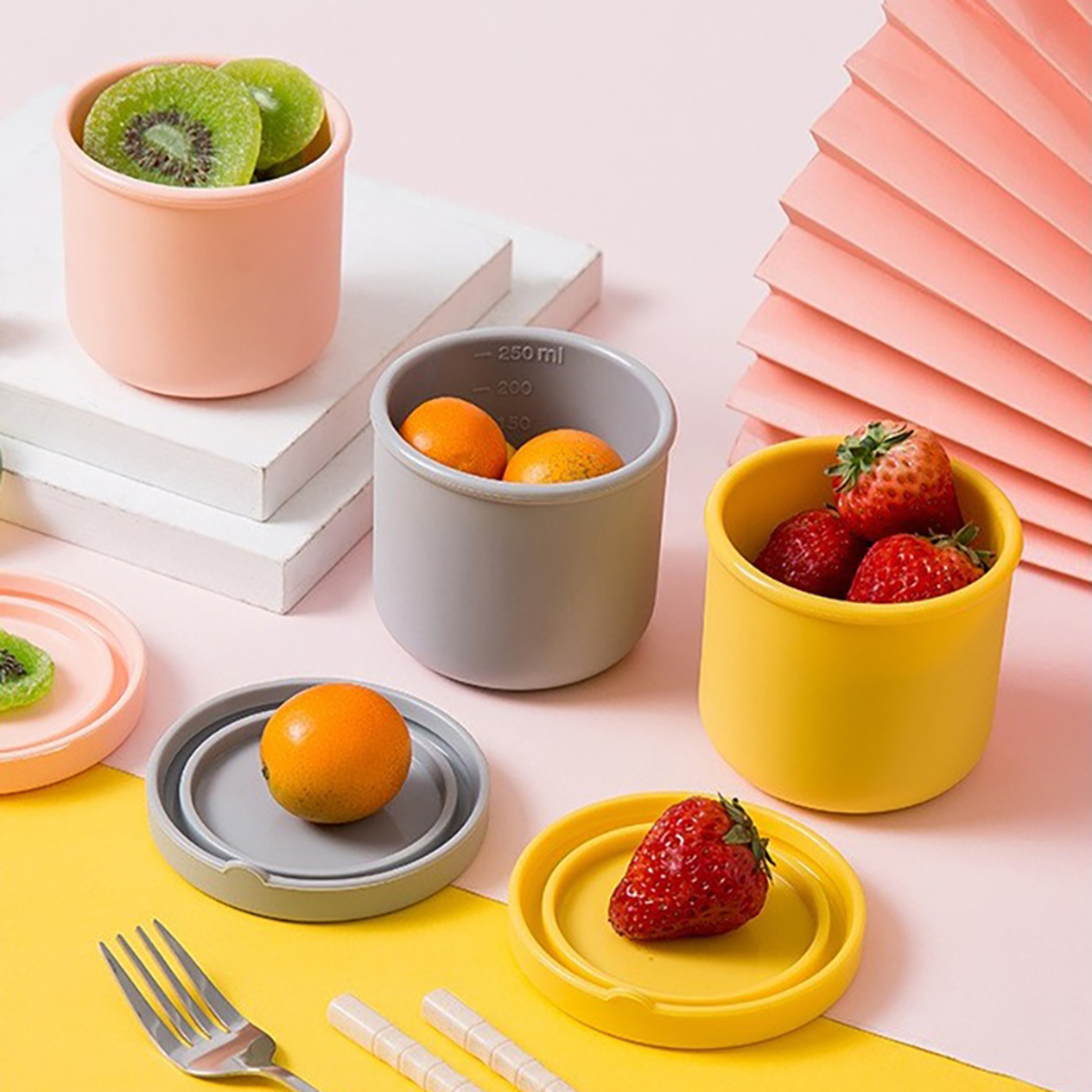 Leakproof Silicone Salad Dressing Container To Go 250ml Reusable Bento Cup For Kids Lunch Box 2