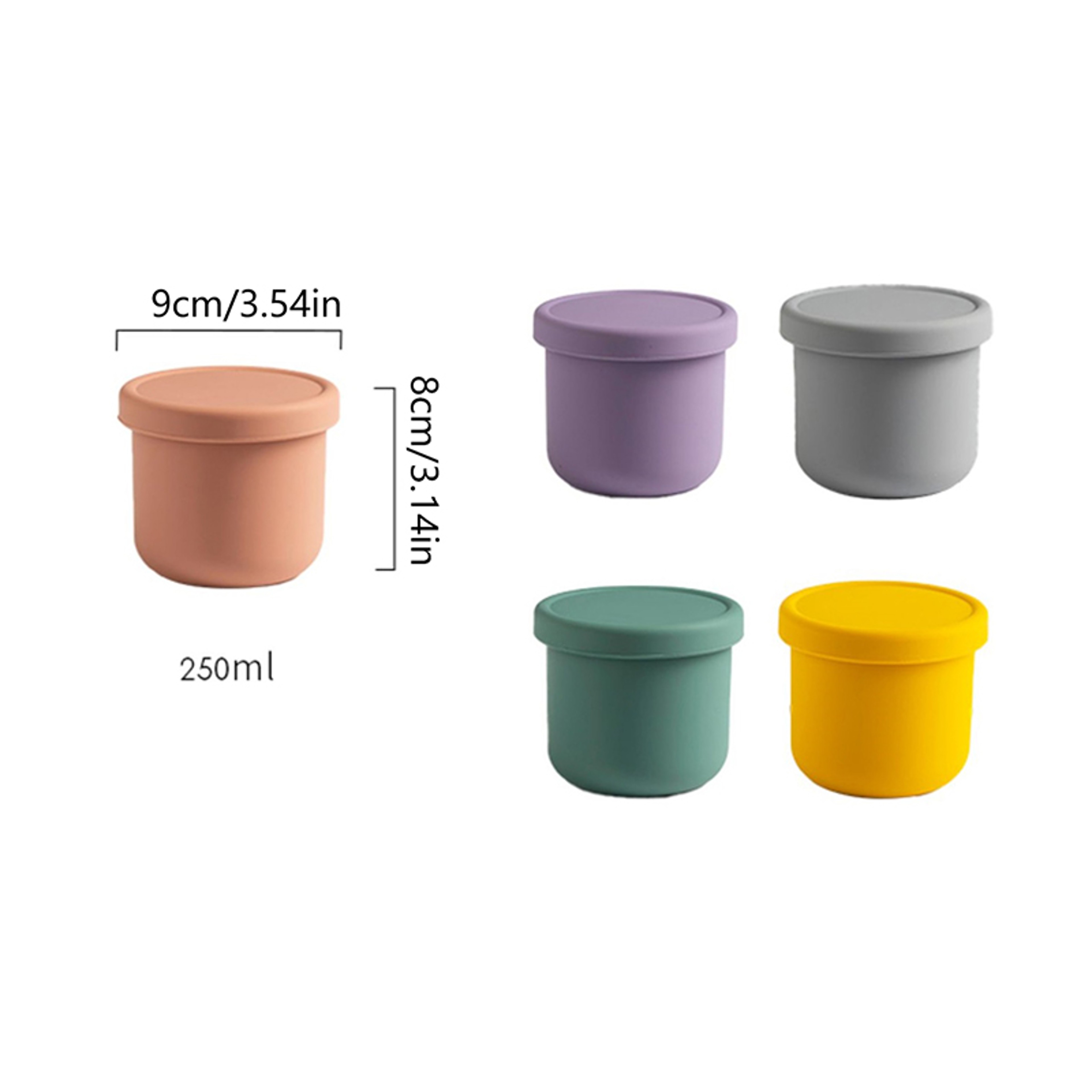 Leakproof Silicone Salad Dressing Container To Go 250ml Reusable Bento Cup For Kids Lunch Box 3