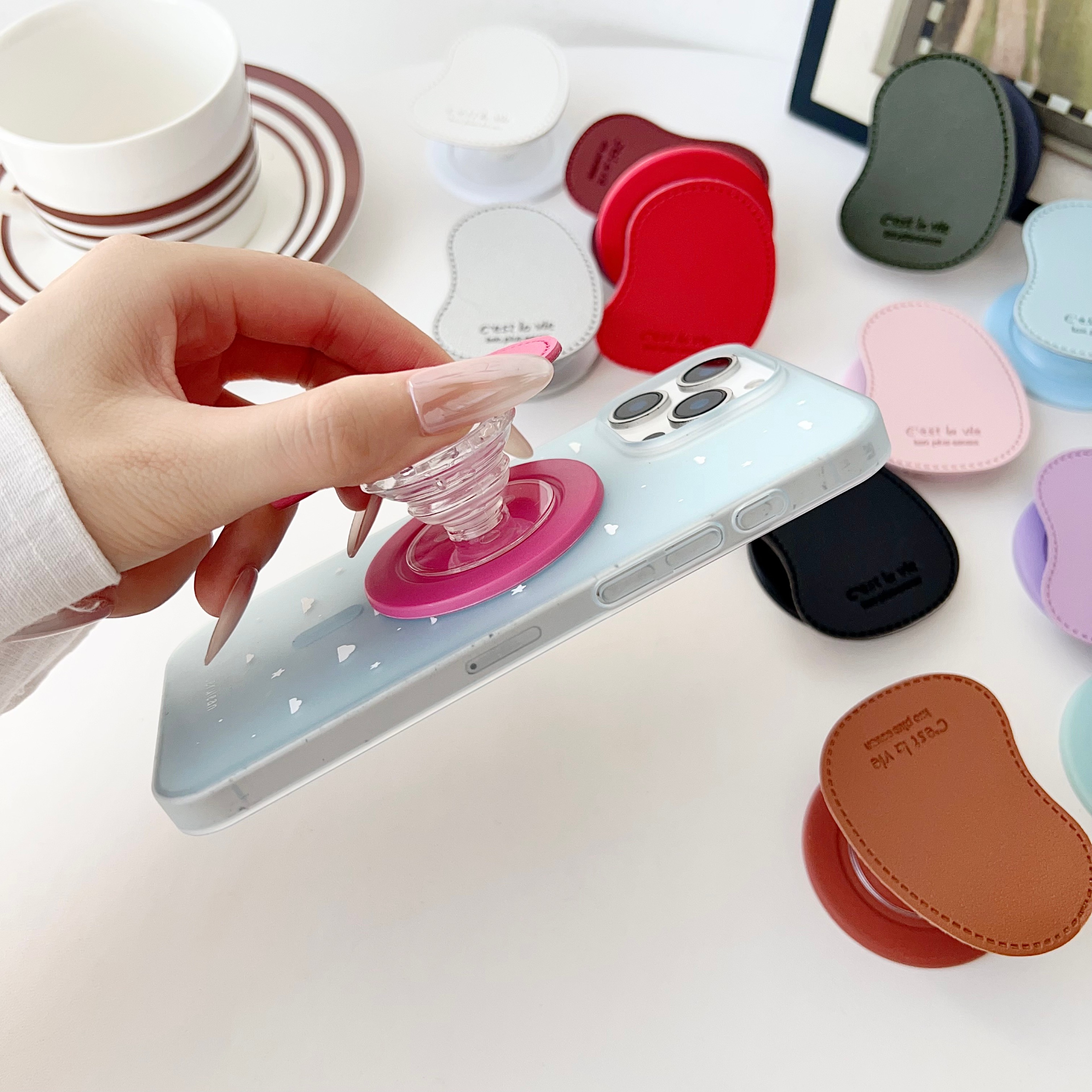 Cute Leather MagSafe Phone Grip Stand For Wireless Charging Holder 0