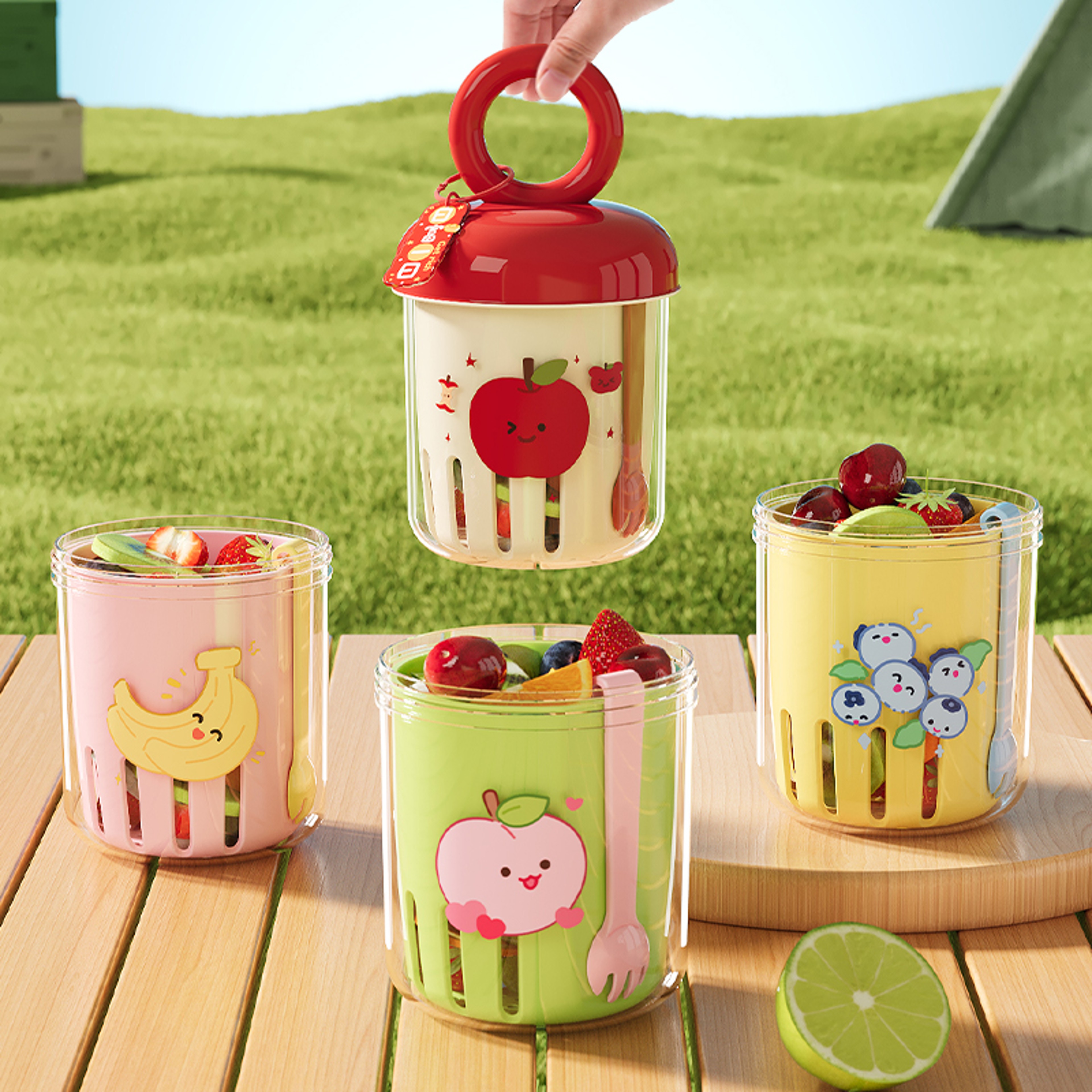 Portable Fruit Cup Leak Proof Yogurt Cup With Fork 0
