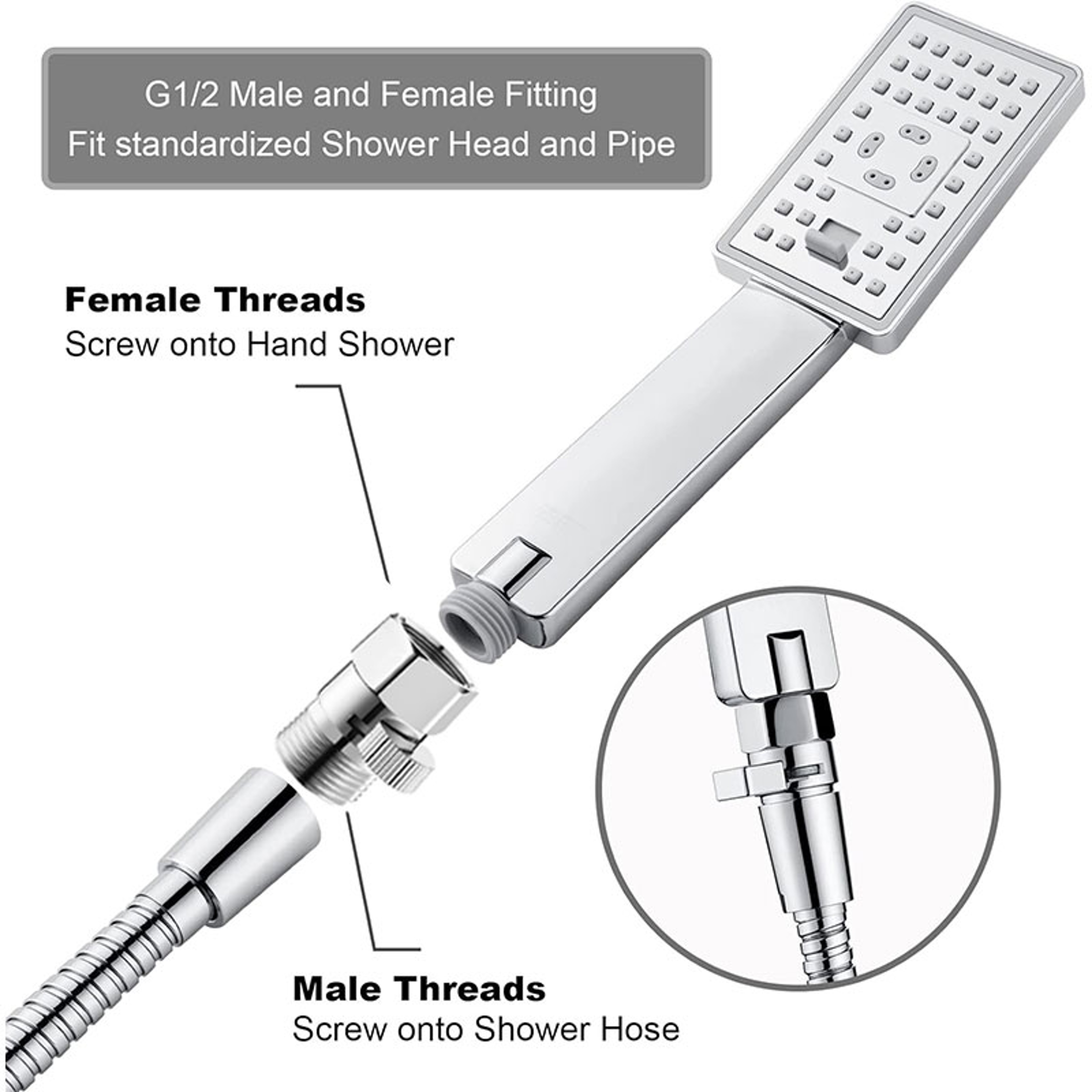 Dual Shower Head Combo With Shower Head Shut Off Valve  Handheld Bidet Sprayer 3