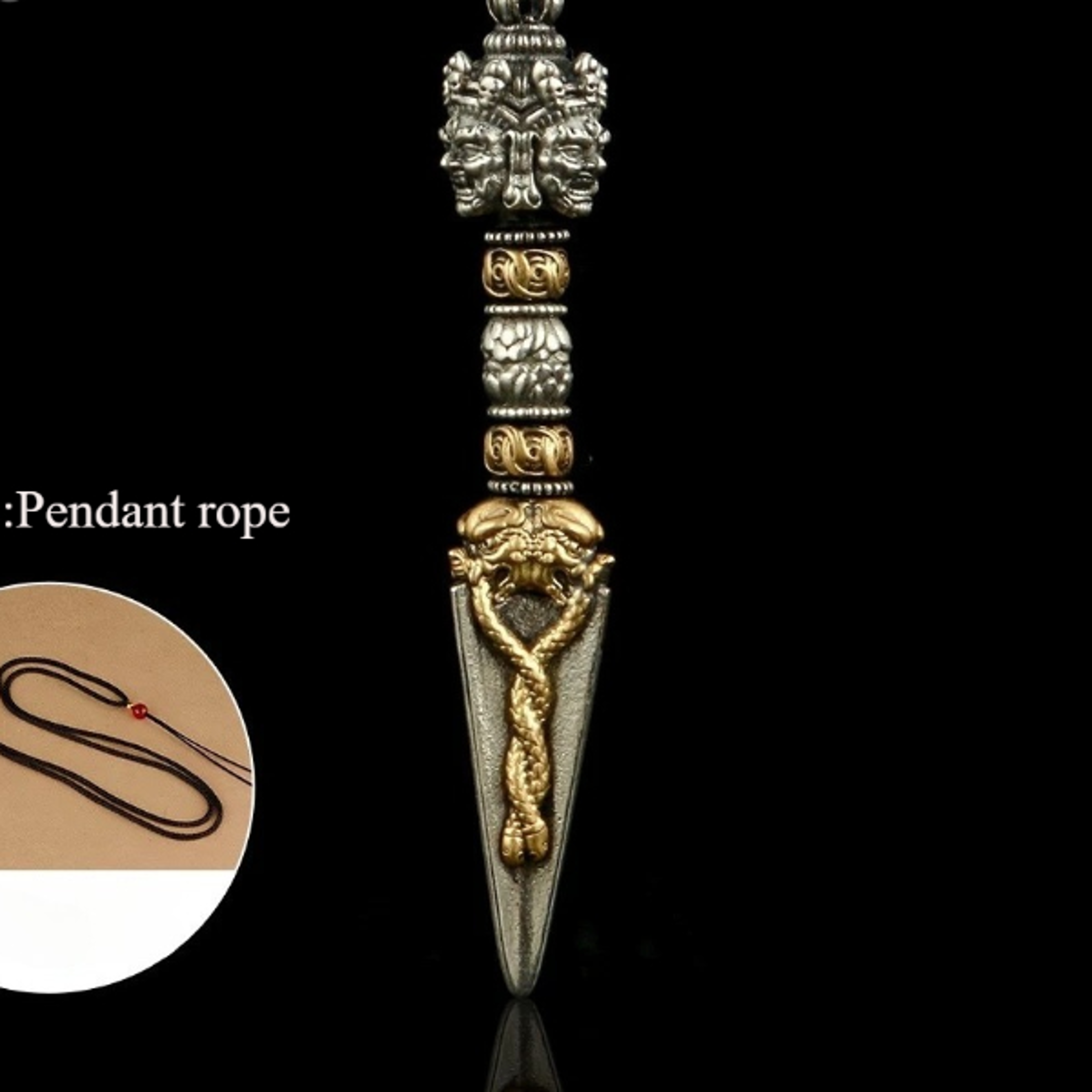 67cm Nepal Tibetan Brass Copper Vajra Buddhist Supplies Necklace Accessories Gift Collection
