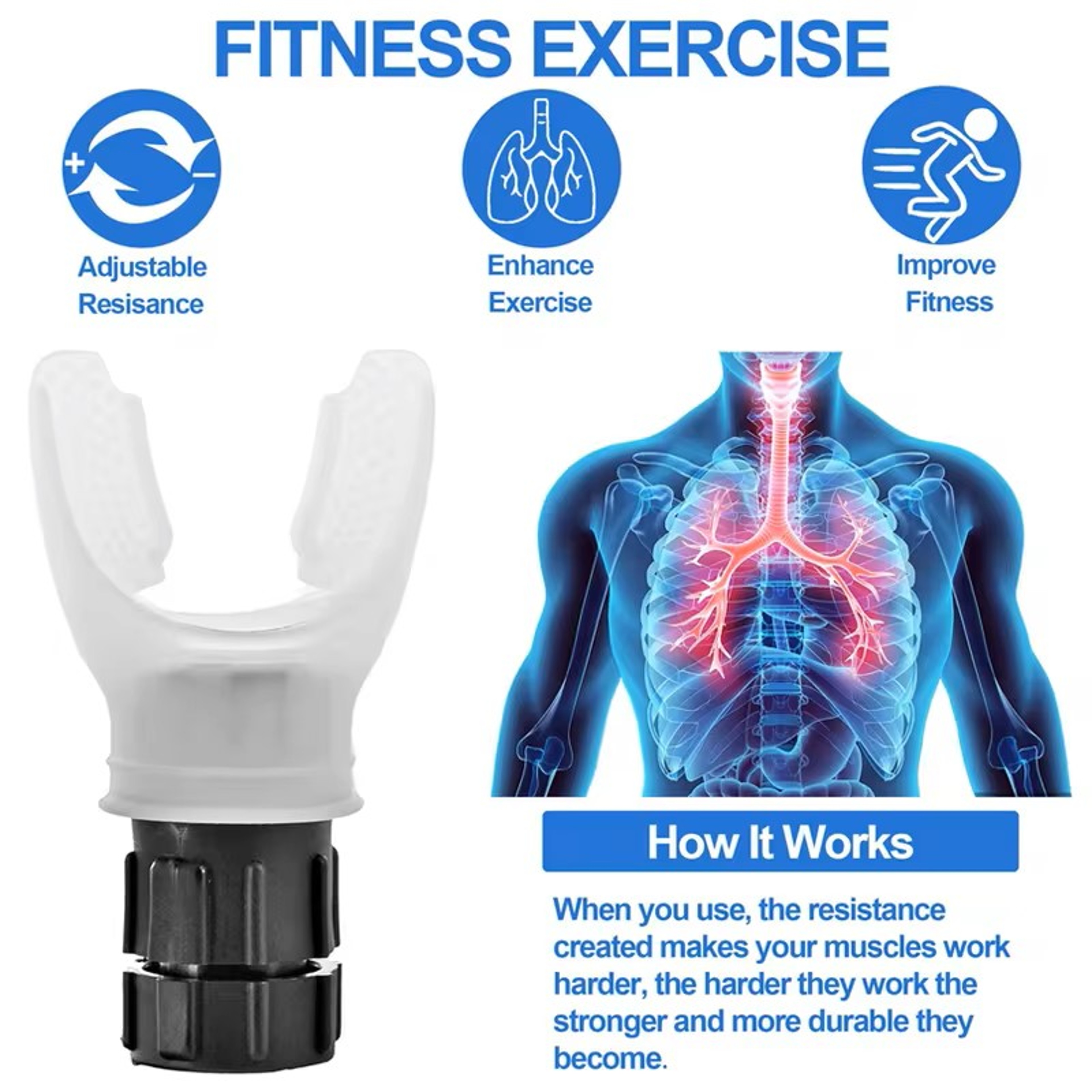 Adjustable Breathing Trainer Portable Lung Exerciser For Breath Control 2