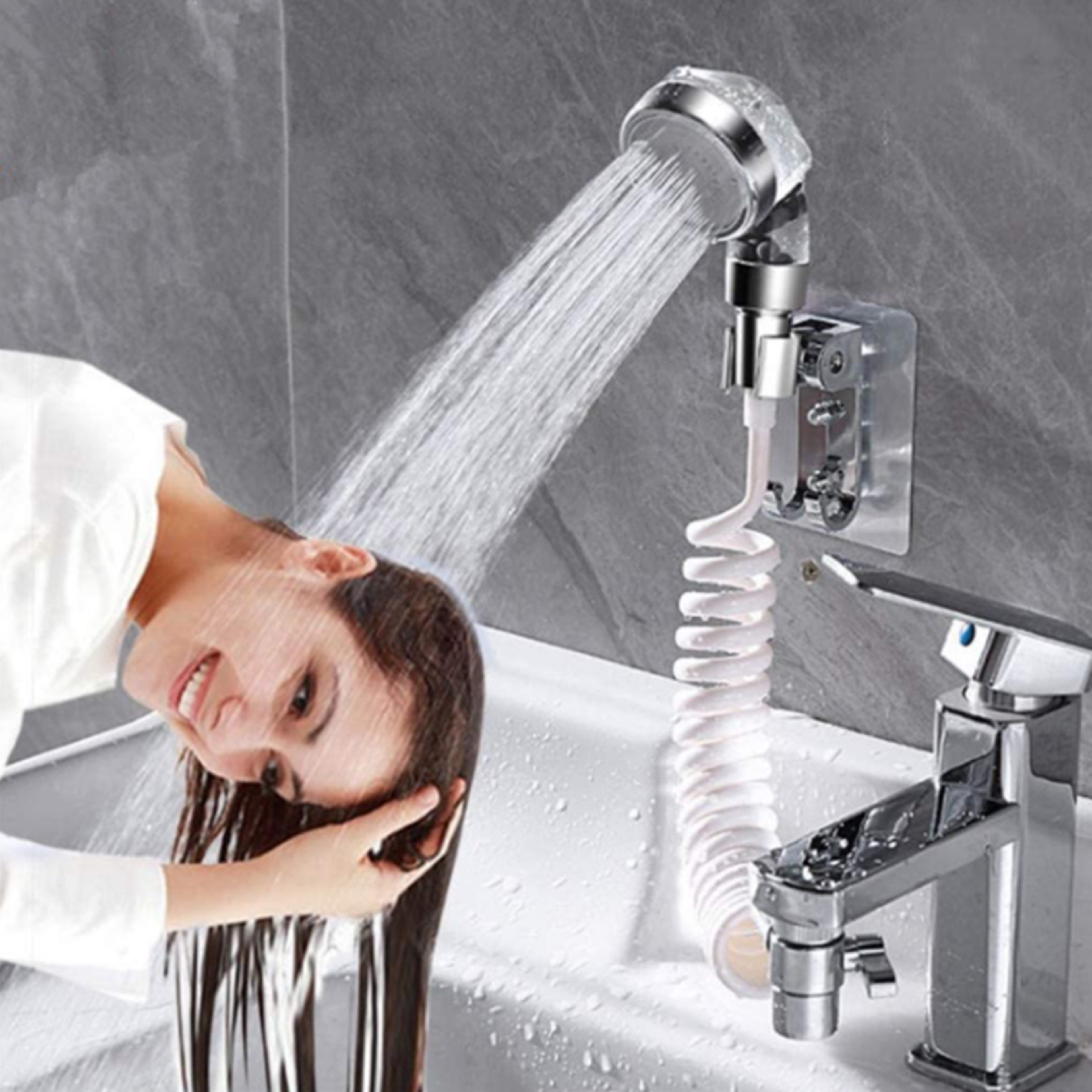 Bathroom Faucet Sprayer Set with Handheld Shower Head and Hose – view 2