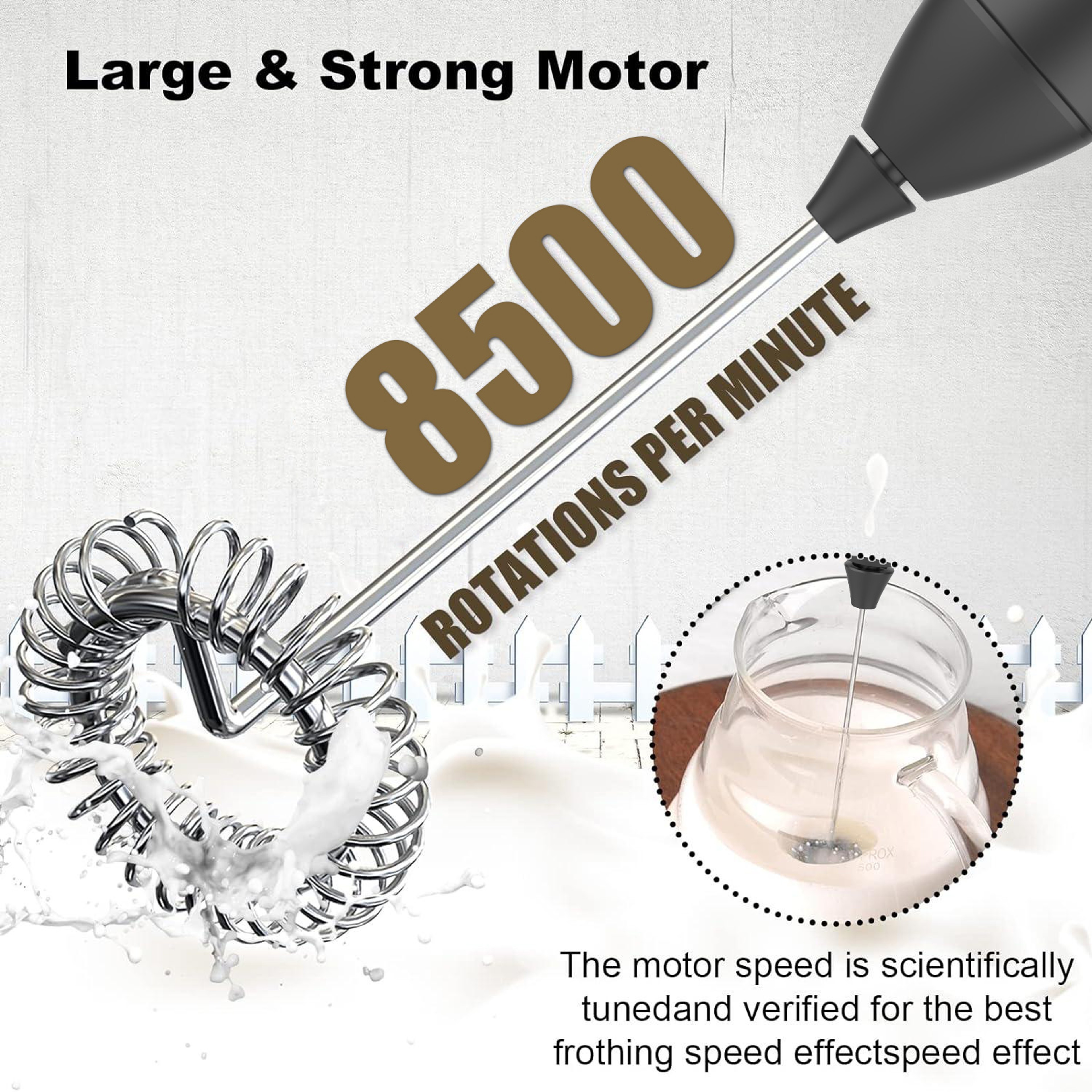 Rechargeable Handheld Milk Frother Speed Coffee Frother Wand for Lattes Matcha and More – view 3