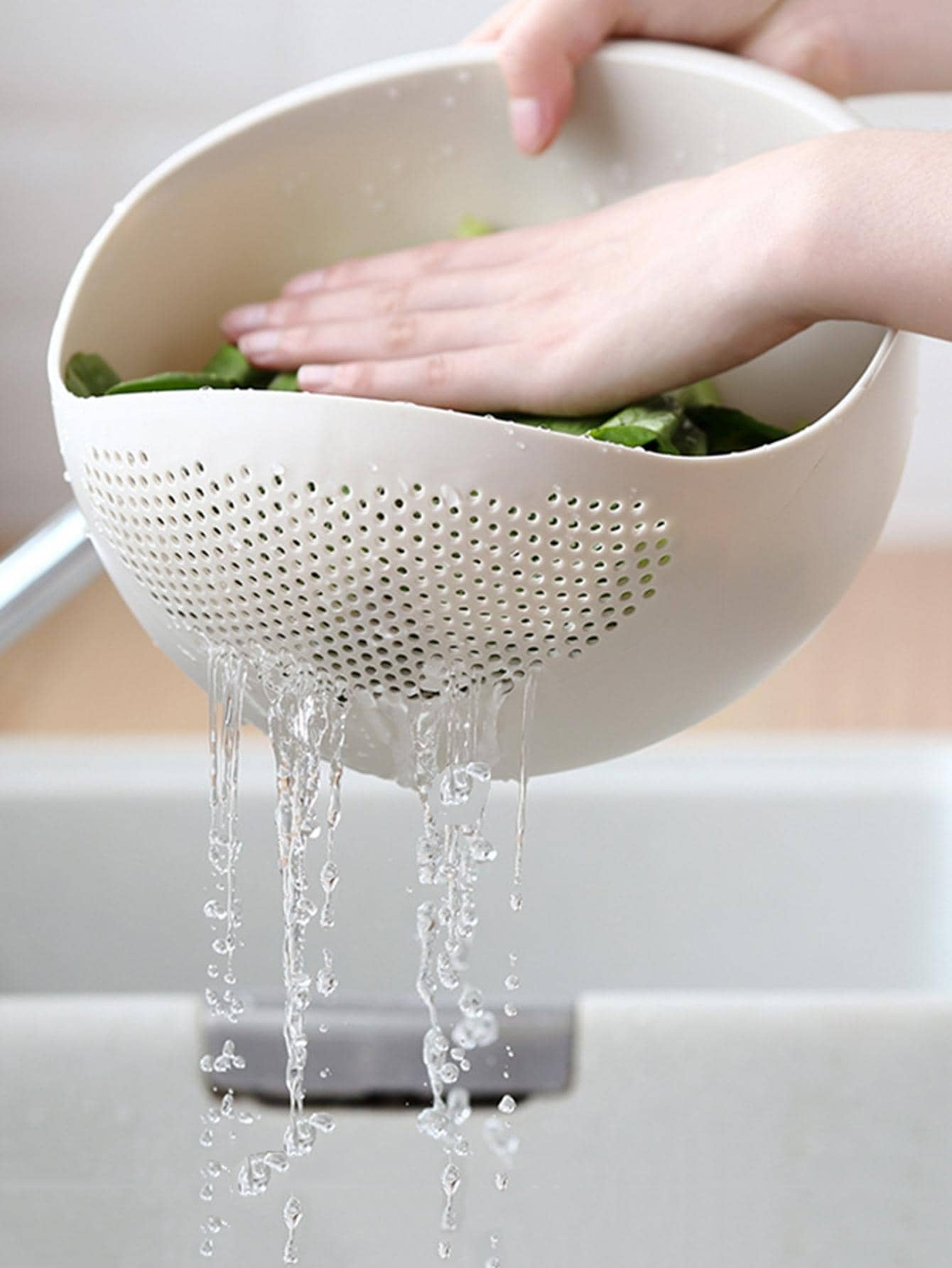 Rice Washing Bowl With Handle Multi Use Colander Bowl For Fruit And Vegetables 2