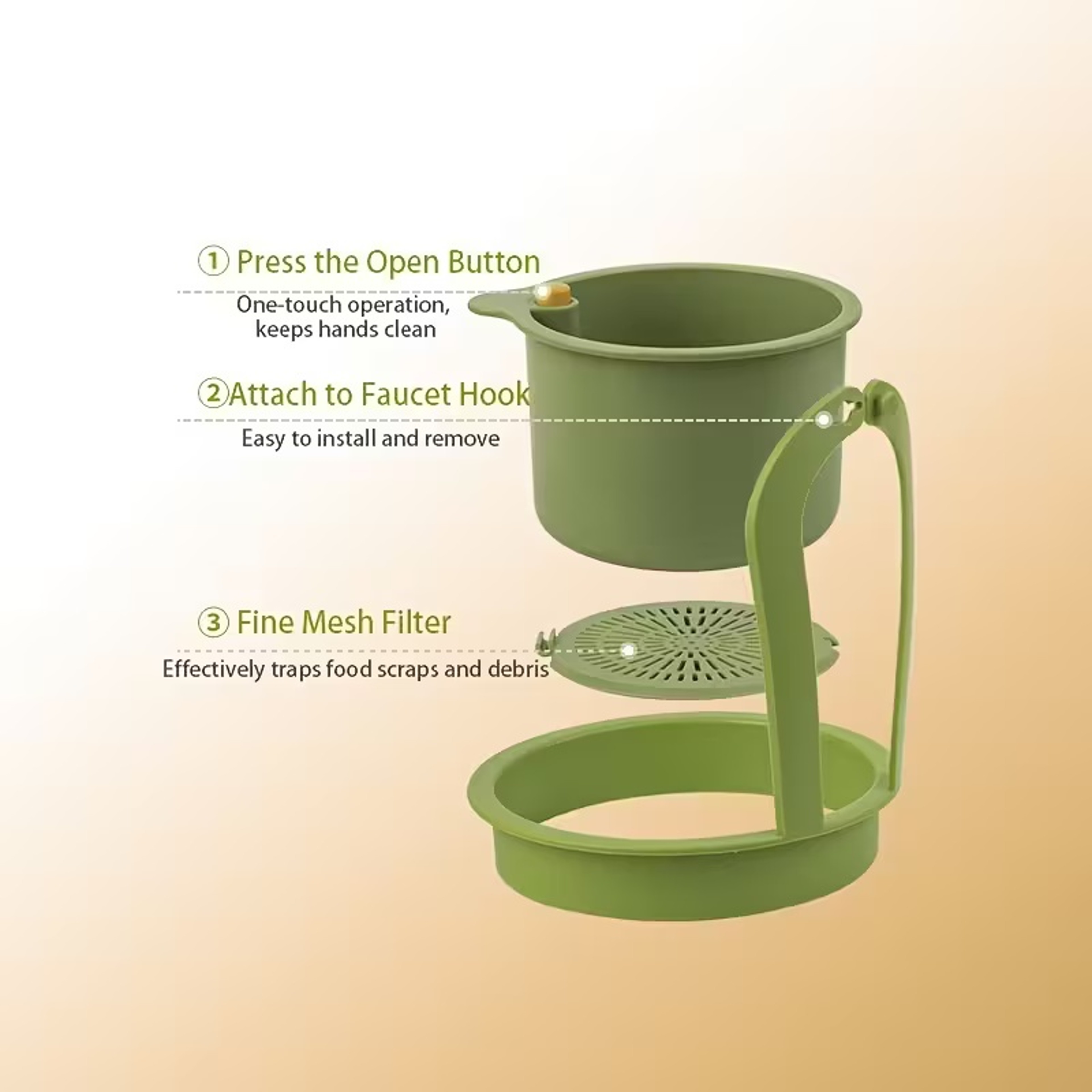 Press Drain Sink Strainer Basket Organizer for Kitchen and Bathroom – view 3