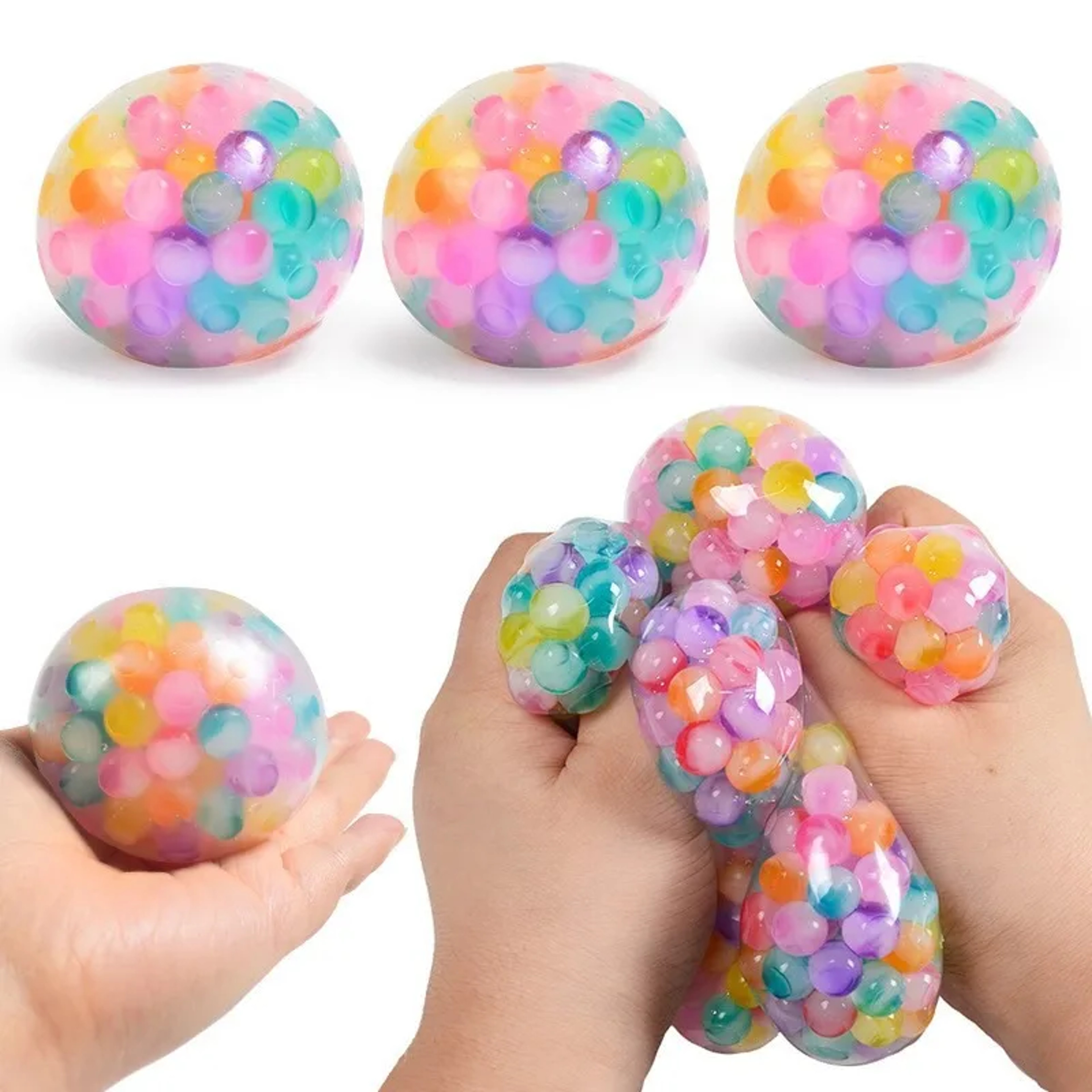 Rainbow Bead Stress Relief Ball Soft Squishy Sensory Fidget Toy For Kids  Adults 3