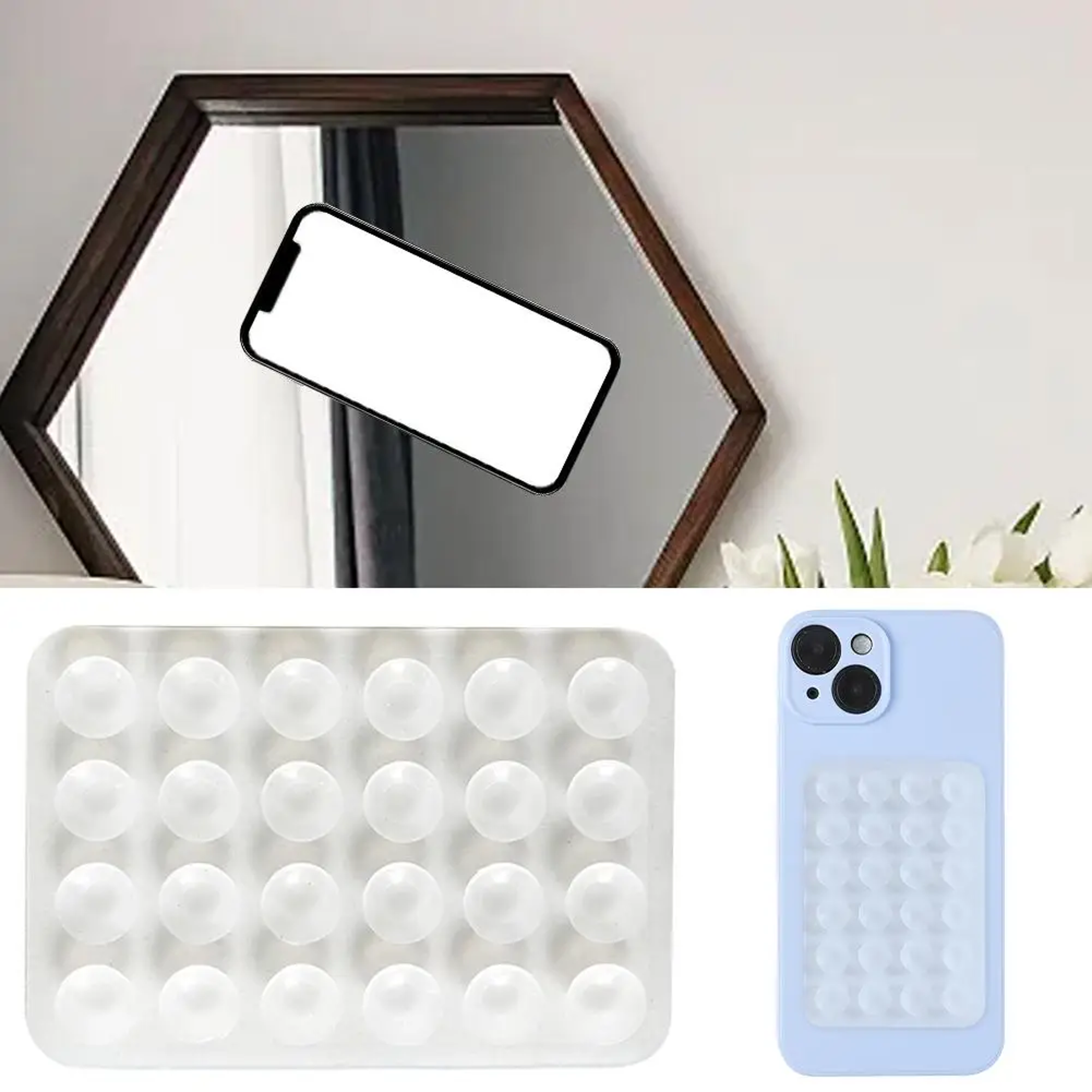 Multifunctional Silicone Suction Cup Phone Holder Mat Anti Slip Wall Mount Stand For Cars  Homes 2
