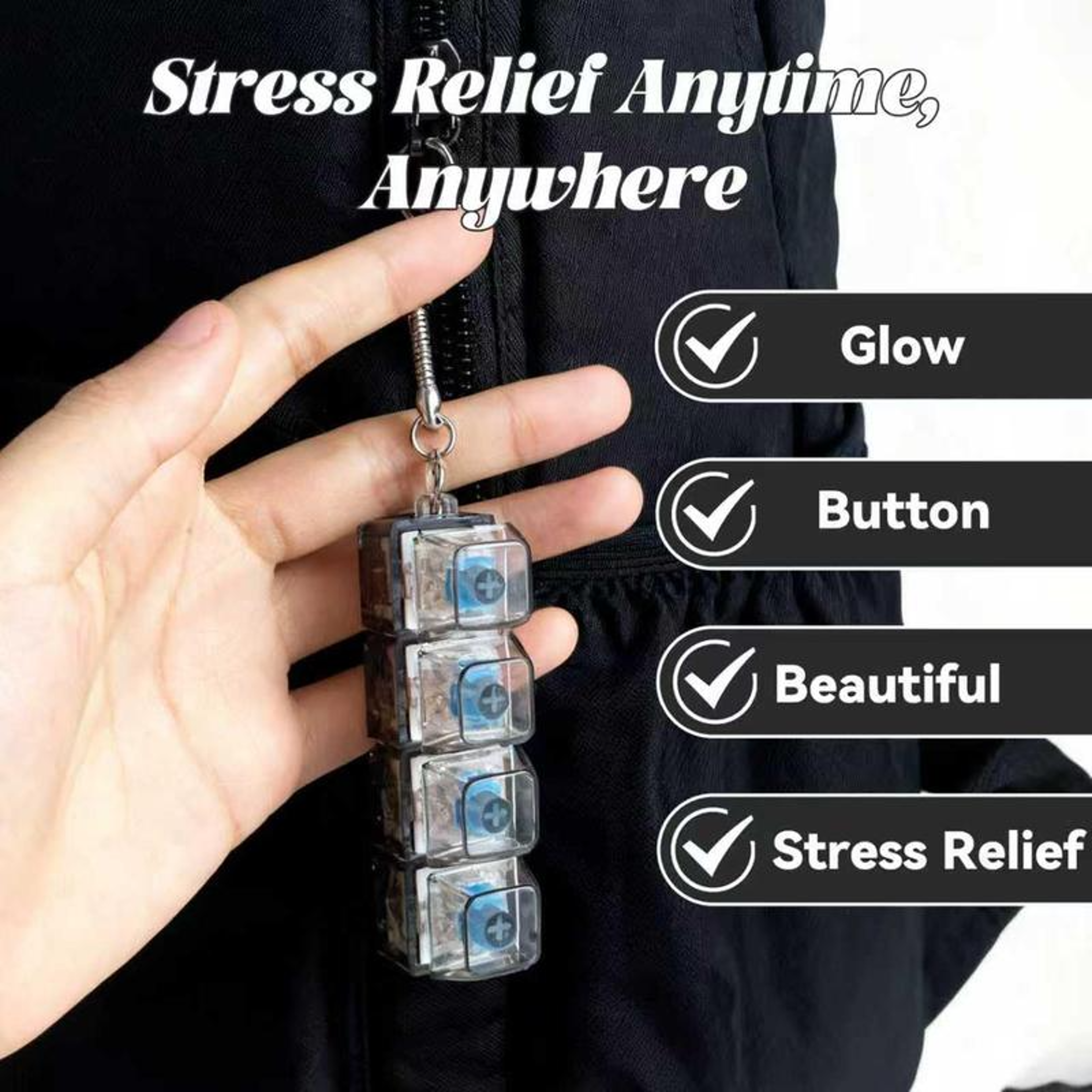 LED Keyboard Fidget Toy Stress Relief Keychain 3