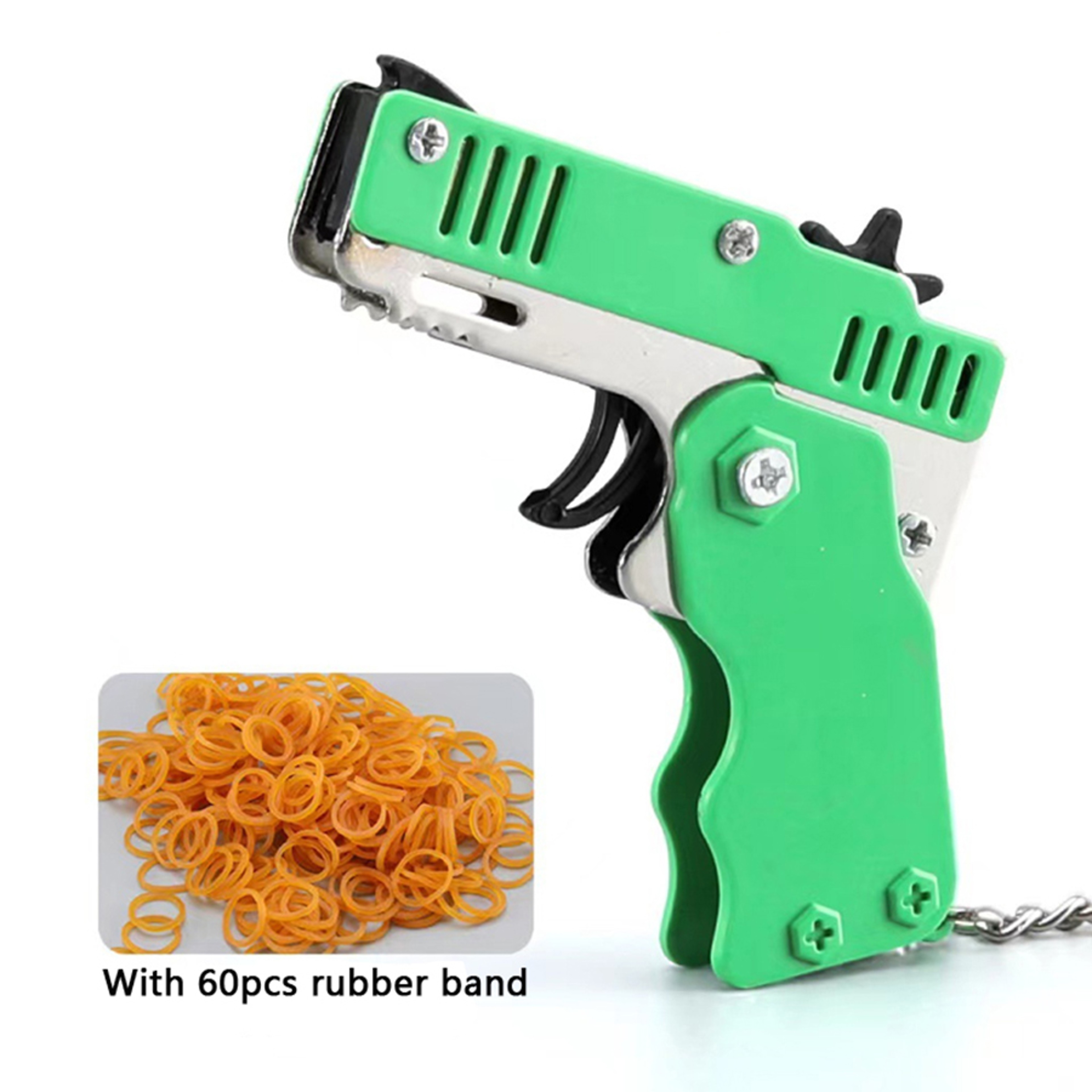 Mini Folding Rubber Band Launcher Toy With Keychain 6