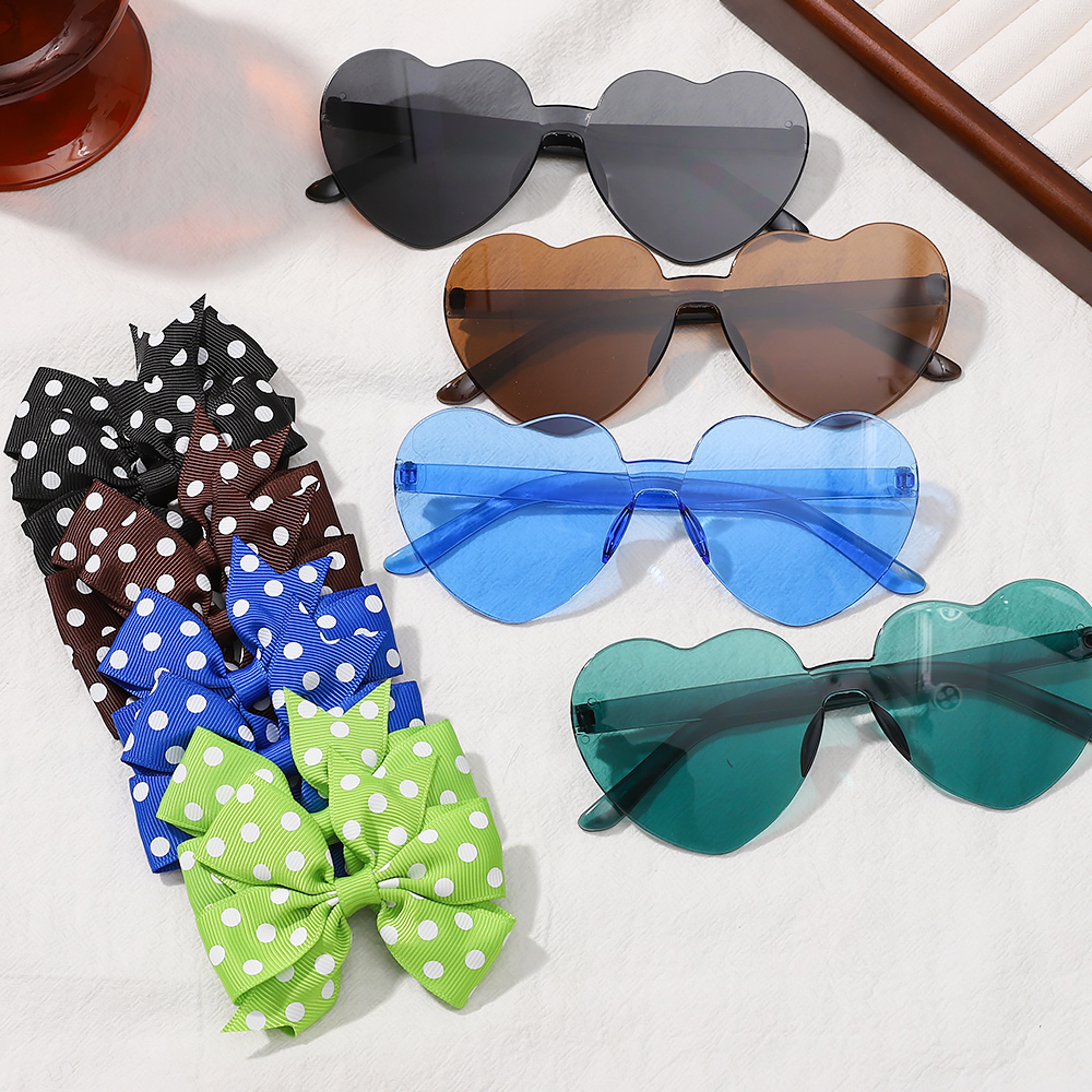 Girls Boutique Hair Bow Clips With Heart Sunglasses 2