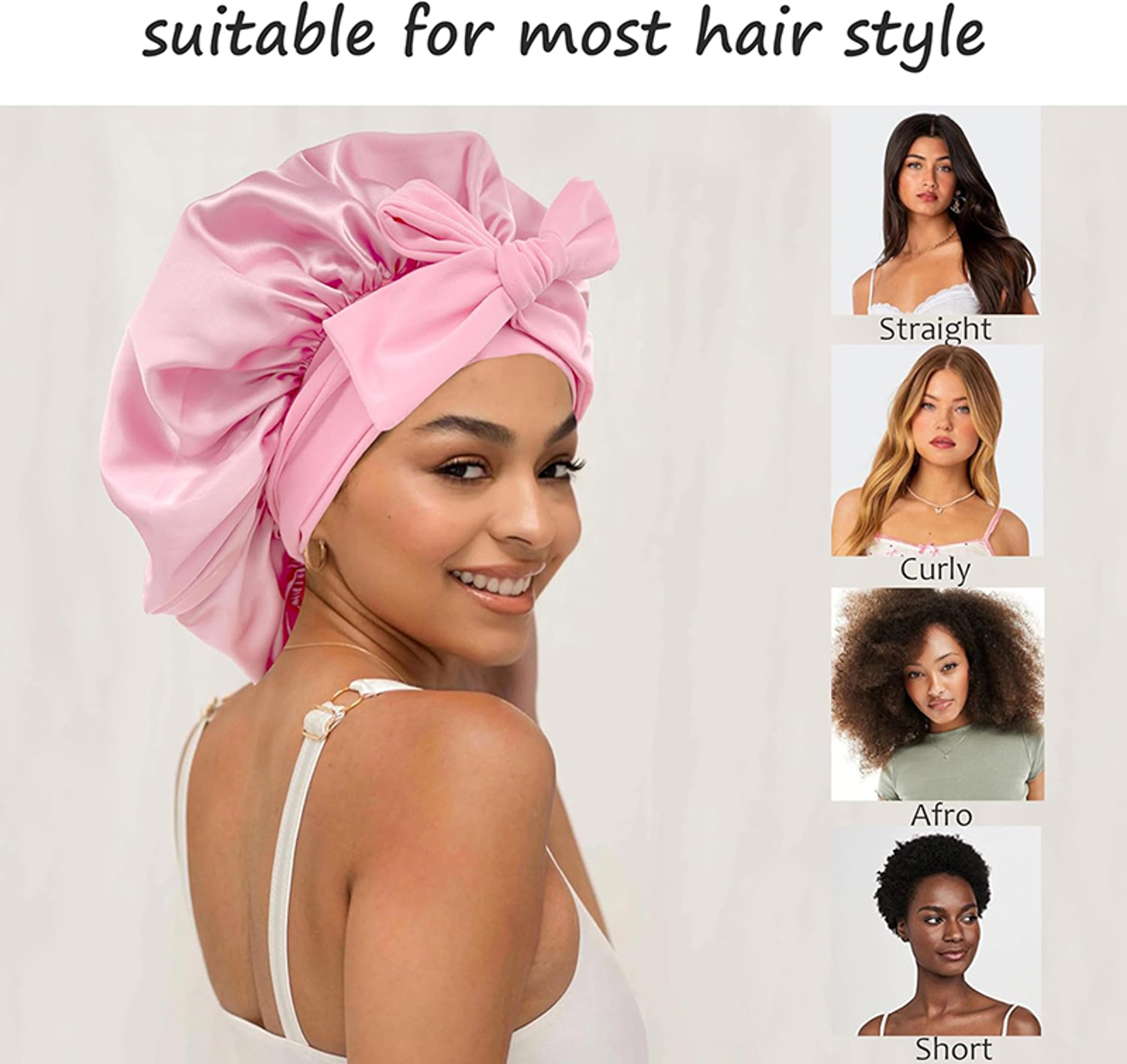 Adjustable Satin Sleep Bonnet With Tie Band For Frizz Control 2