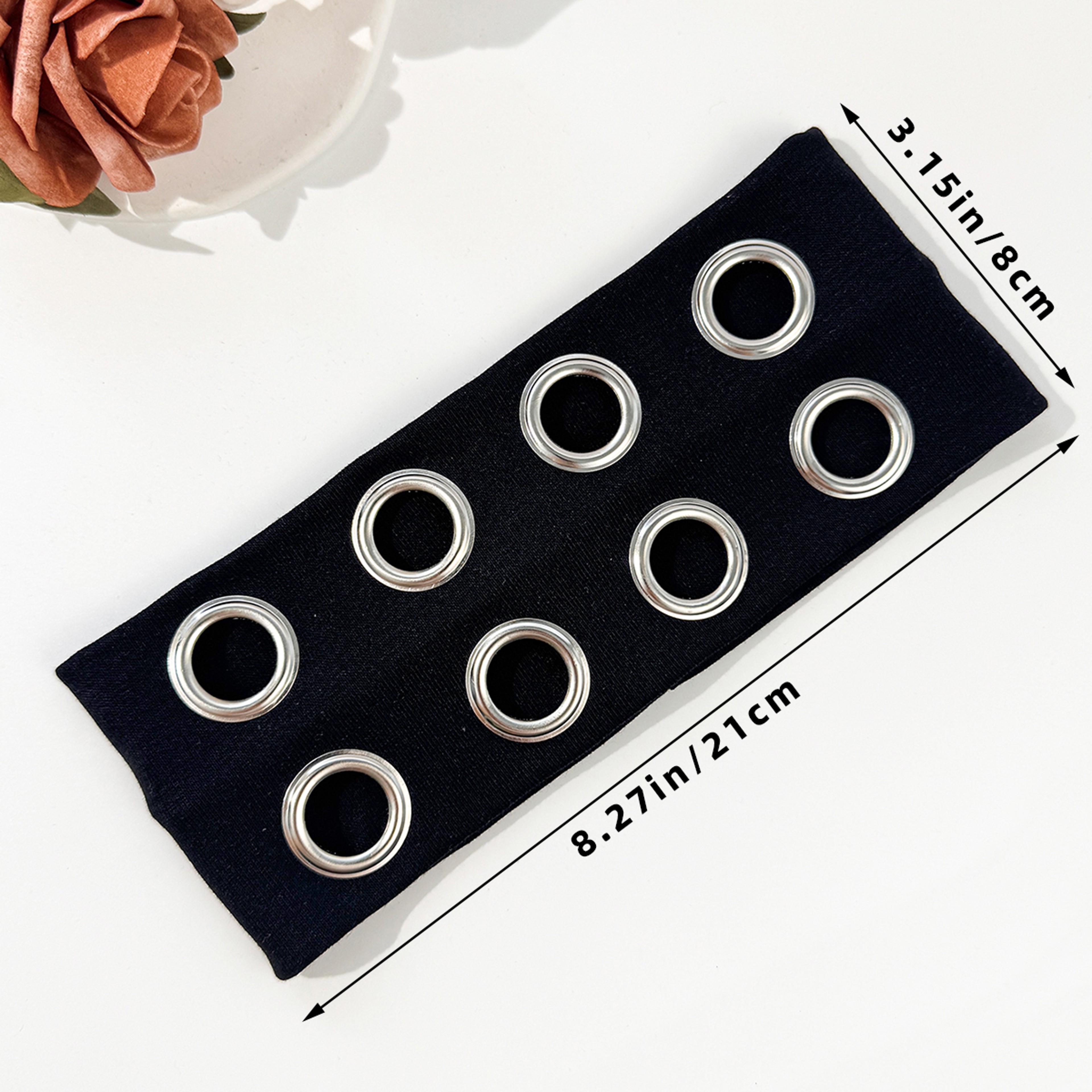 Punk Metallic Eyelet Stretch Headband For Festivals 1