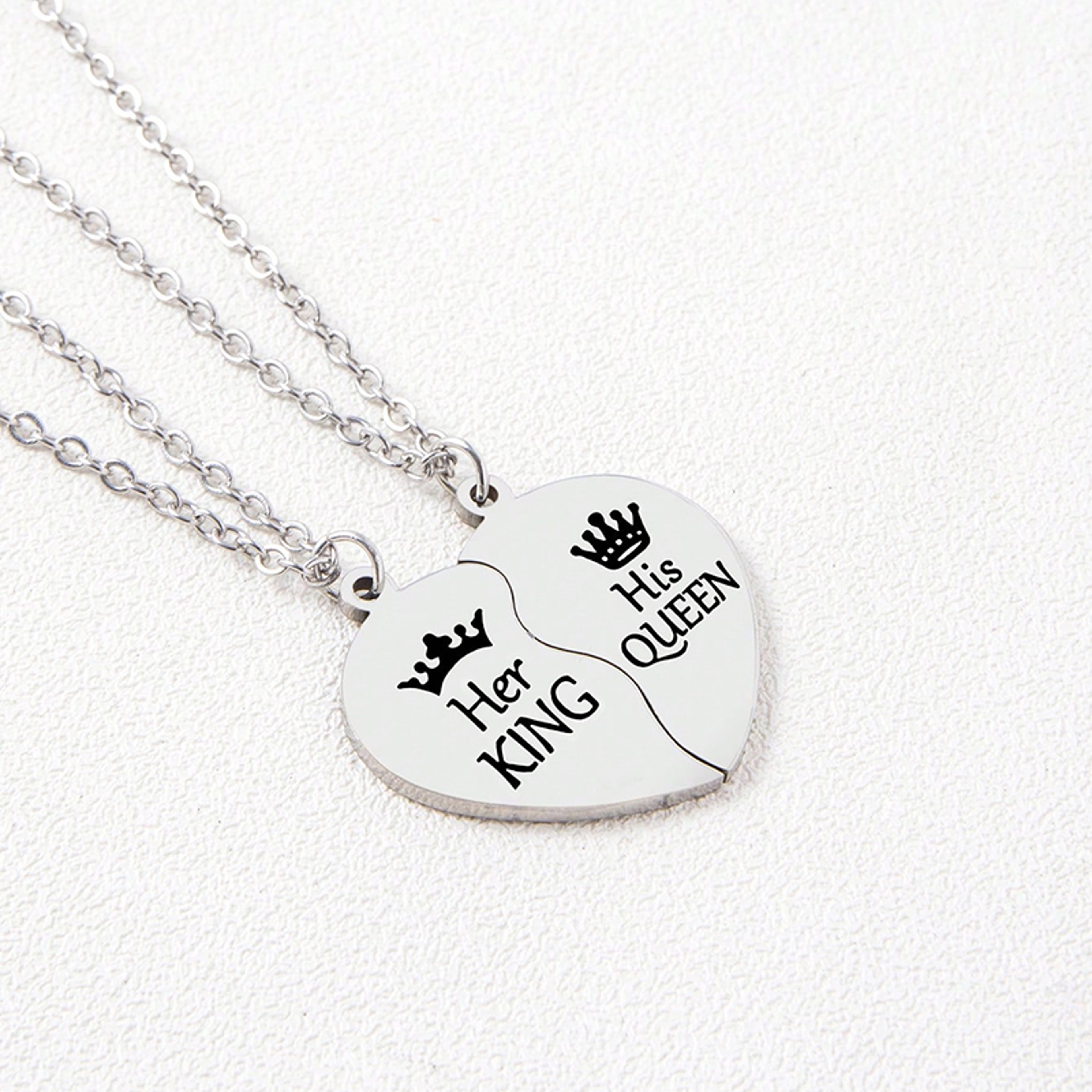 His Queen Her King Matching Couple Necklaces 2