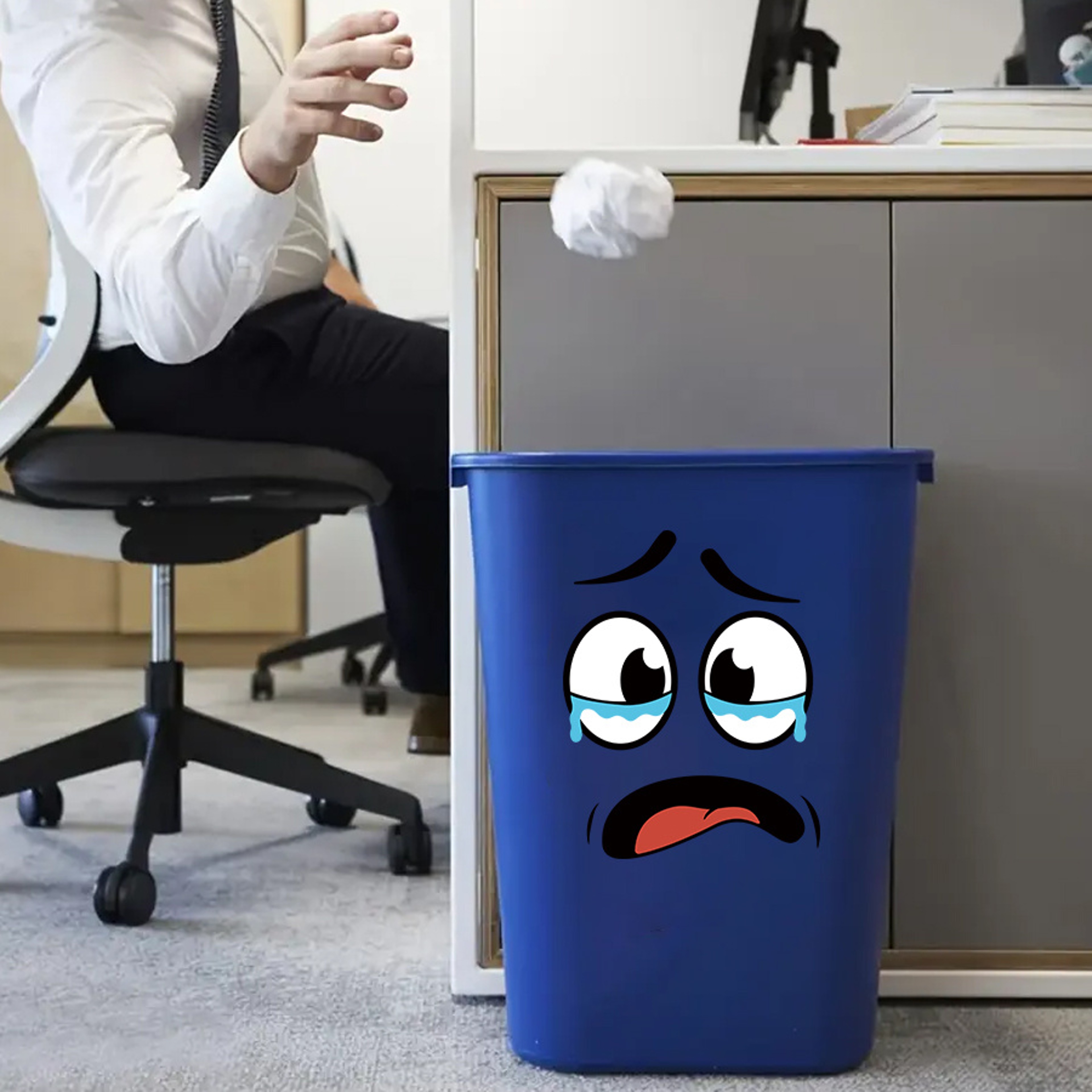 Cartoon Face Stickers Self Adhesive Trash Can and Toilet Decor Decals – view 5