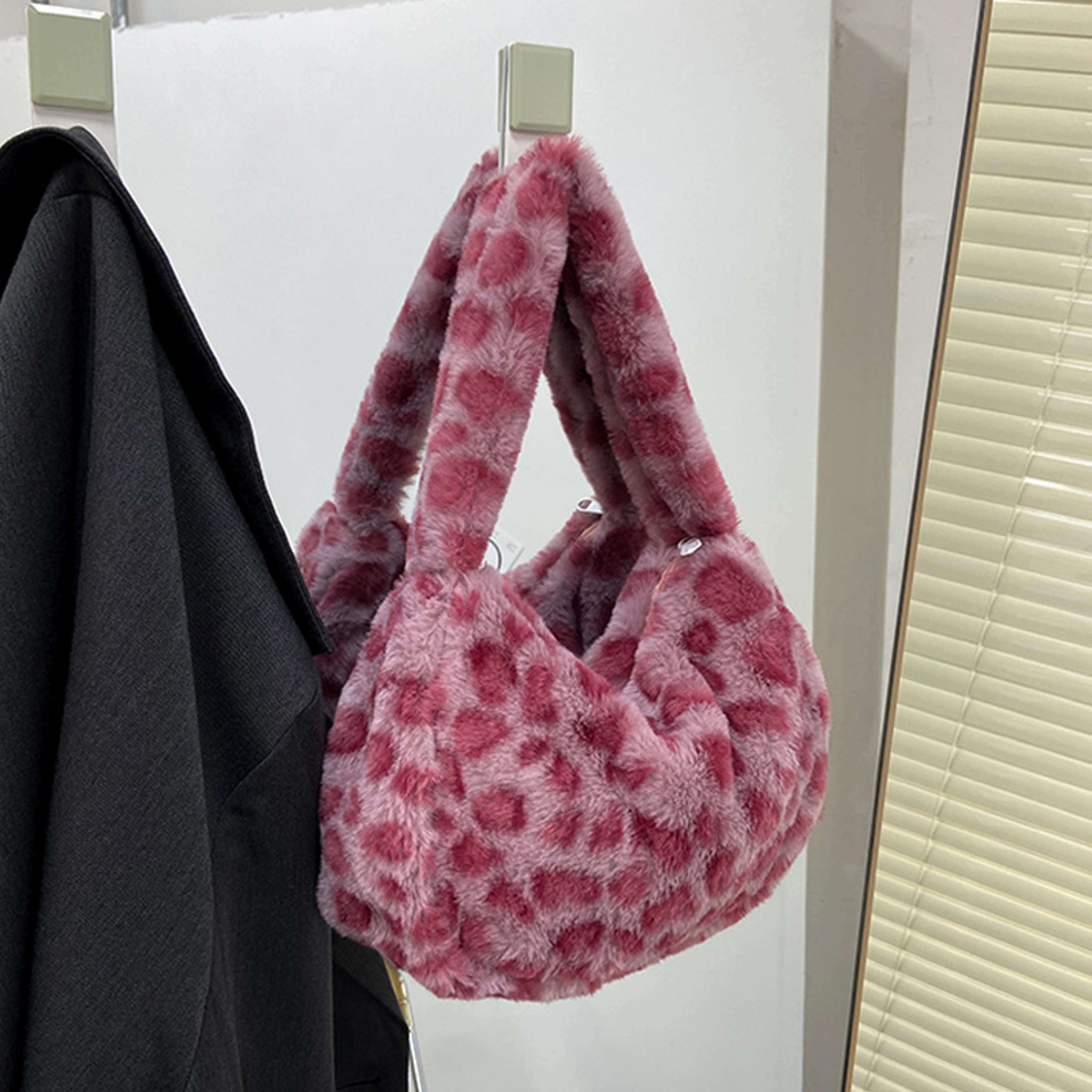 Leopard Print Plush Shoulder Tote Bag for Women – view 7