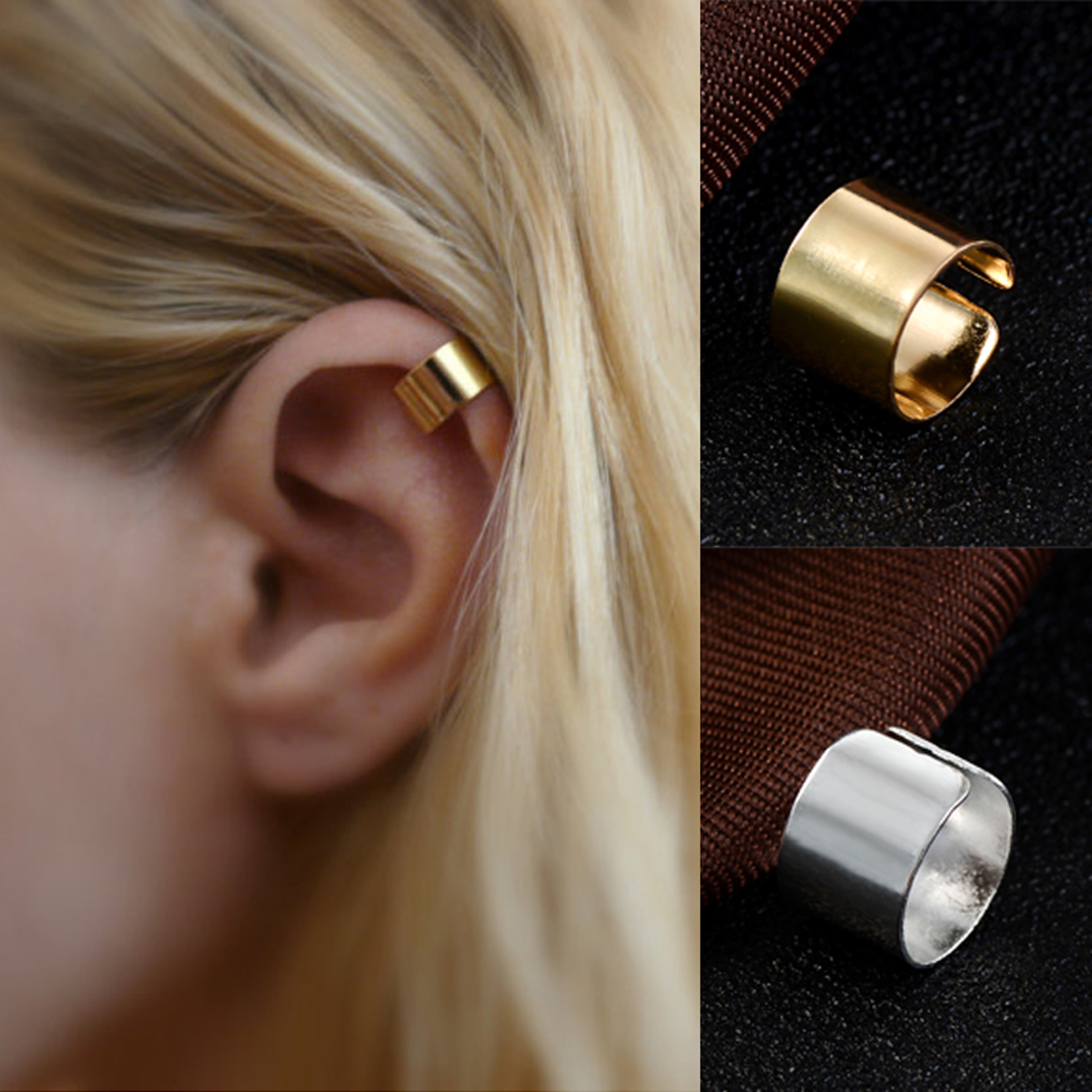 Long Tube Non Piercing Stainless Steel Ear Cuff 0