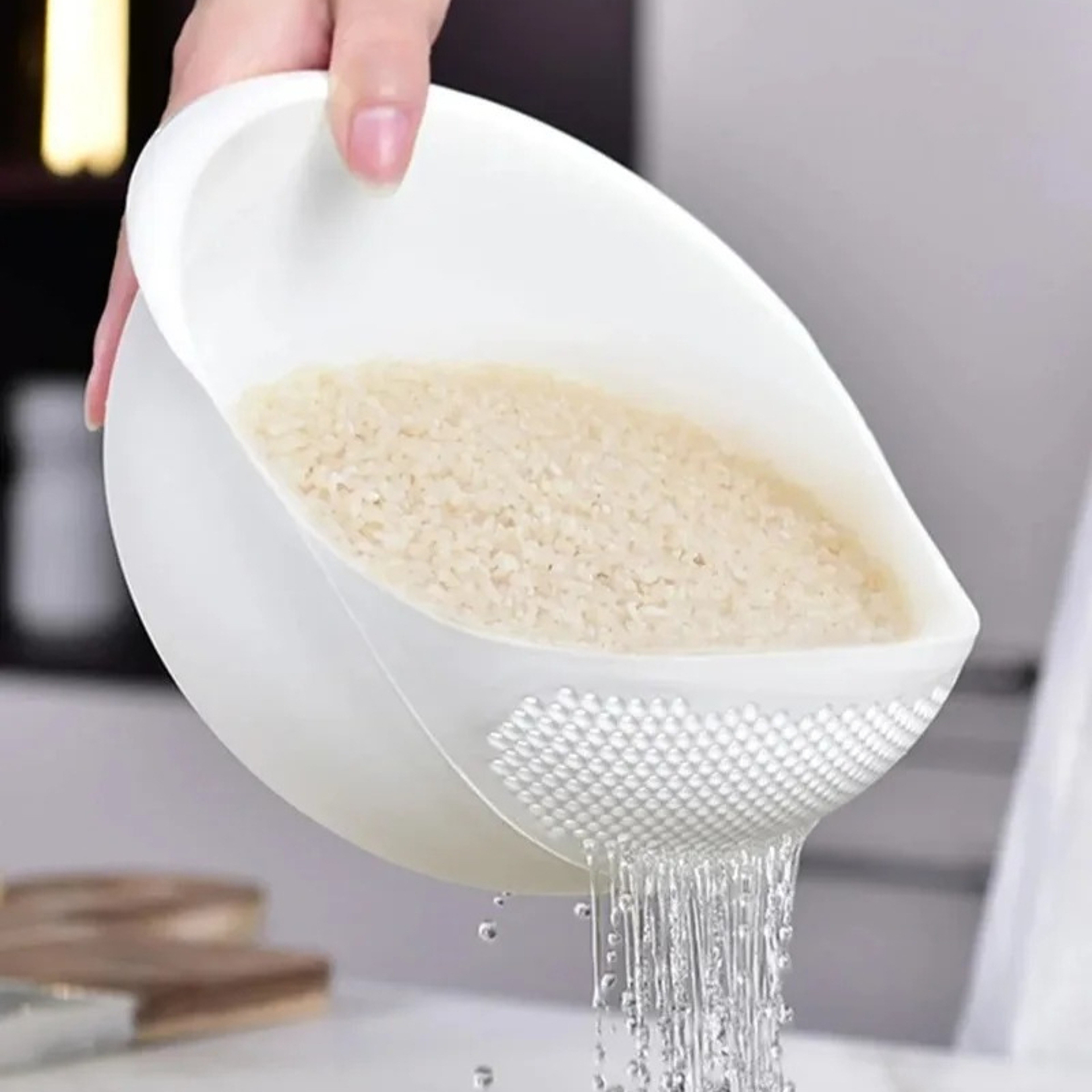 Silicone Rice Washing Bowl with Handle Fruit and Veggie Colander – view 2
