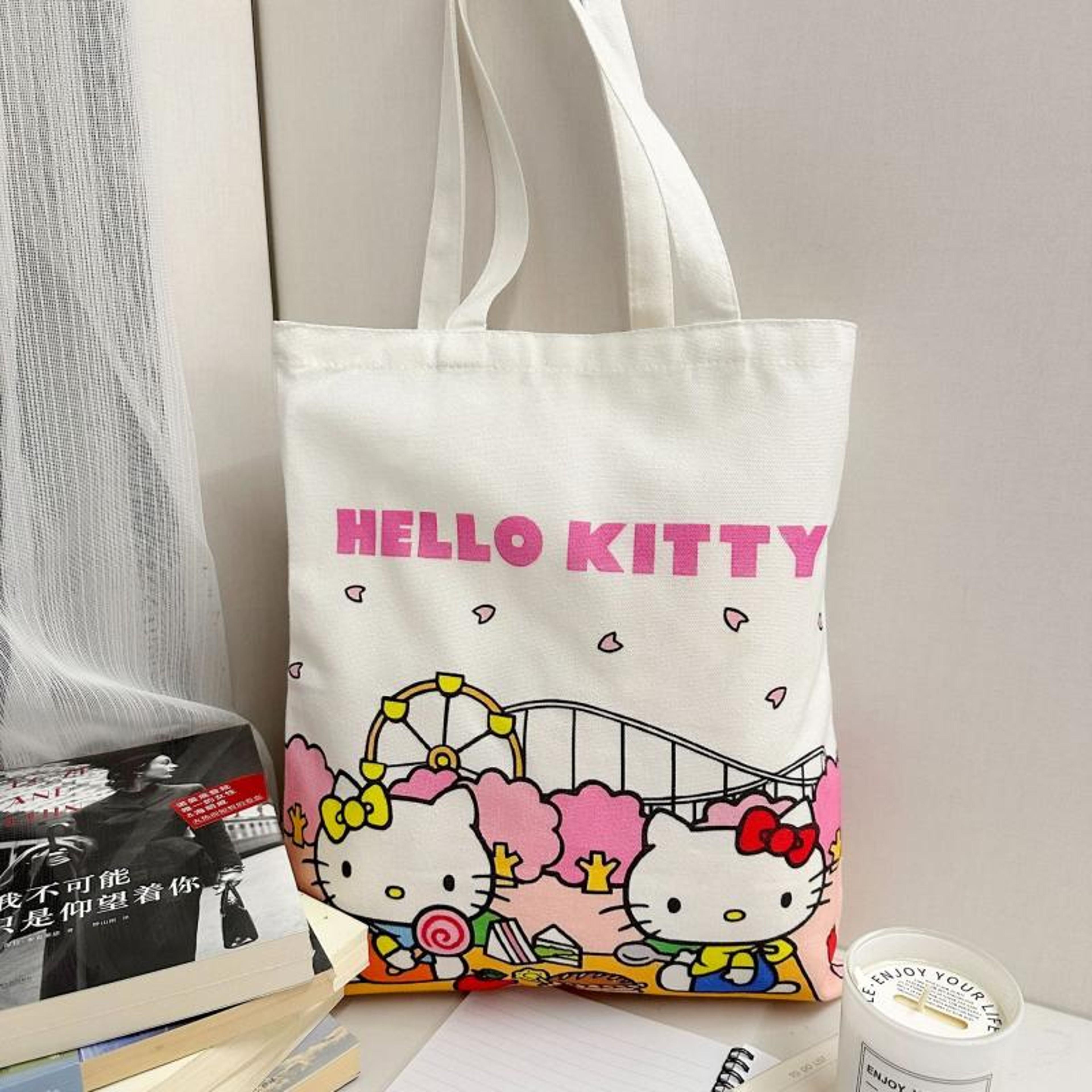 Hello Kitty Tote Bag Large Capacity Canvas Shoulder Bag For Girls 2
