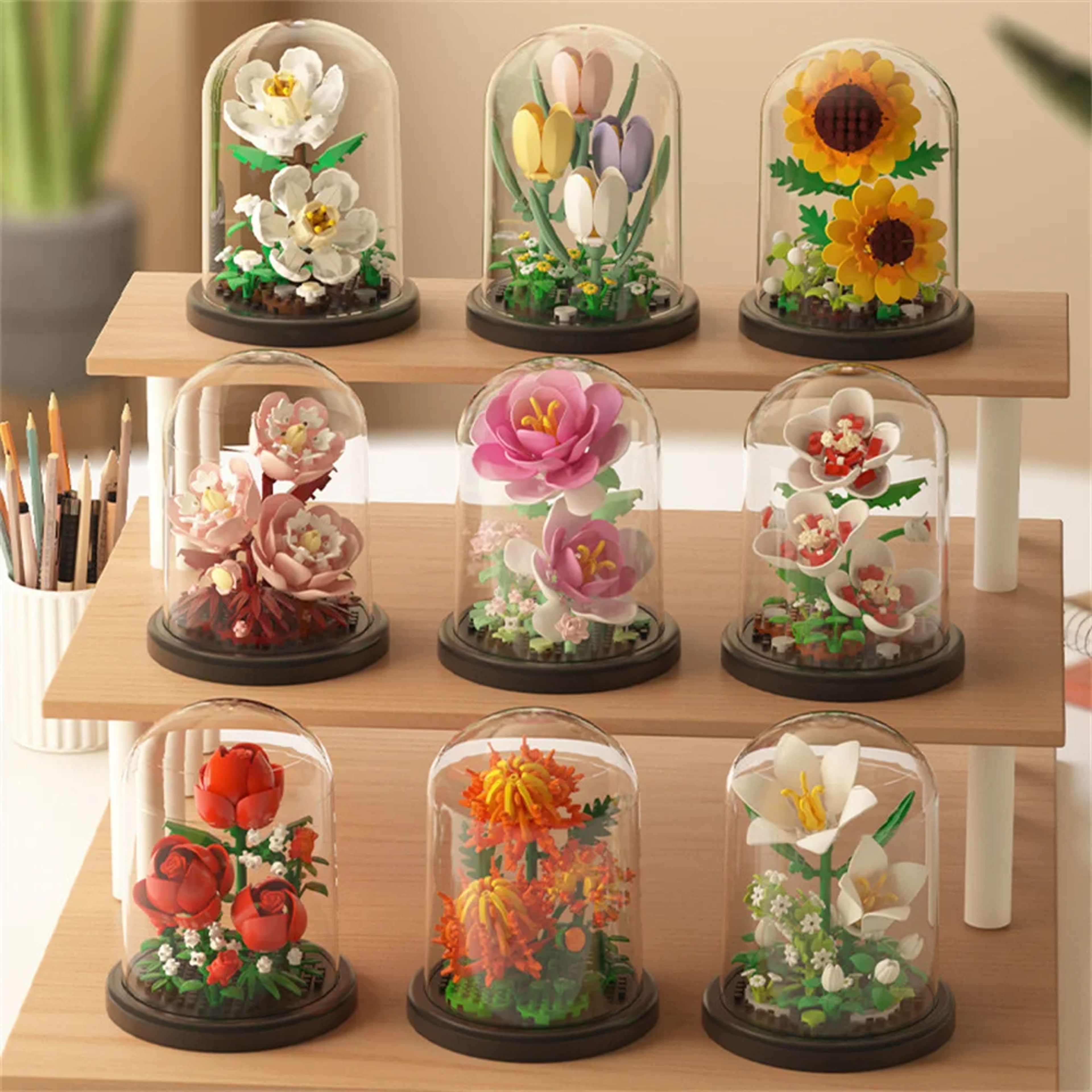 Eternal Flower Bouquet Bonsai Potted Plant Building Blocks Model Creative Puzzle Decoration for Home, Kids, and Gift – view 1