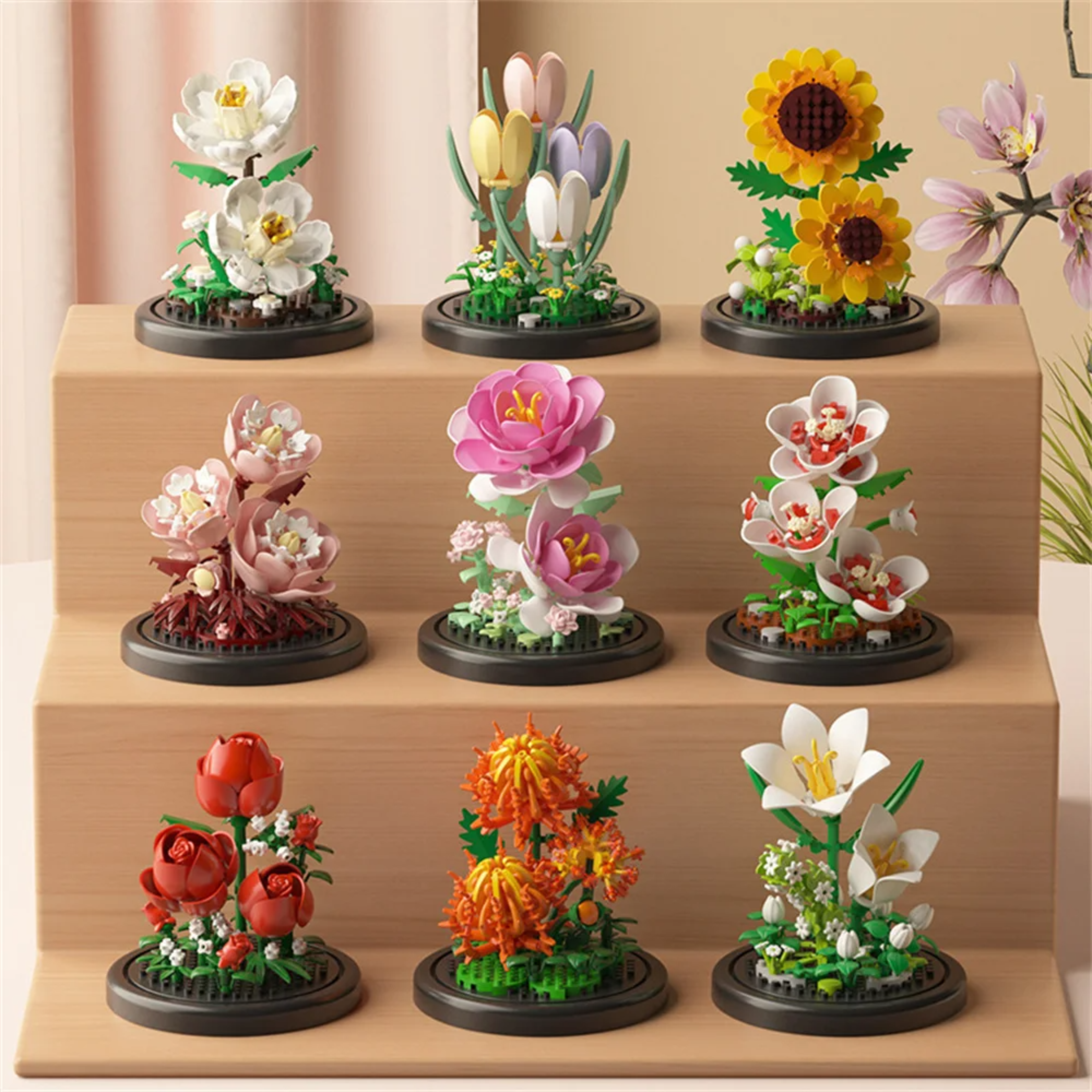 Eternal Flower Bouquet Bonsai Potted Plant Building Blocks Model Creative Puzzle Decoration for Home, Kids, and Gift – view 2