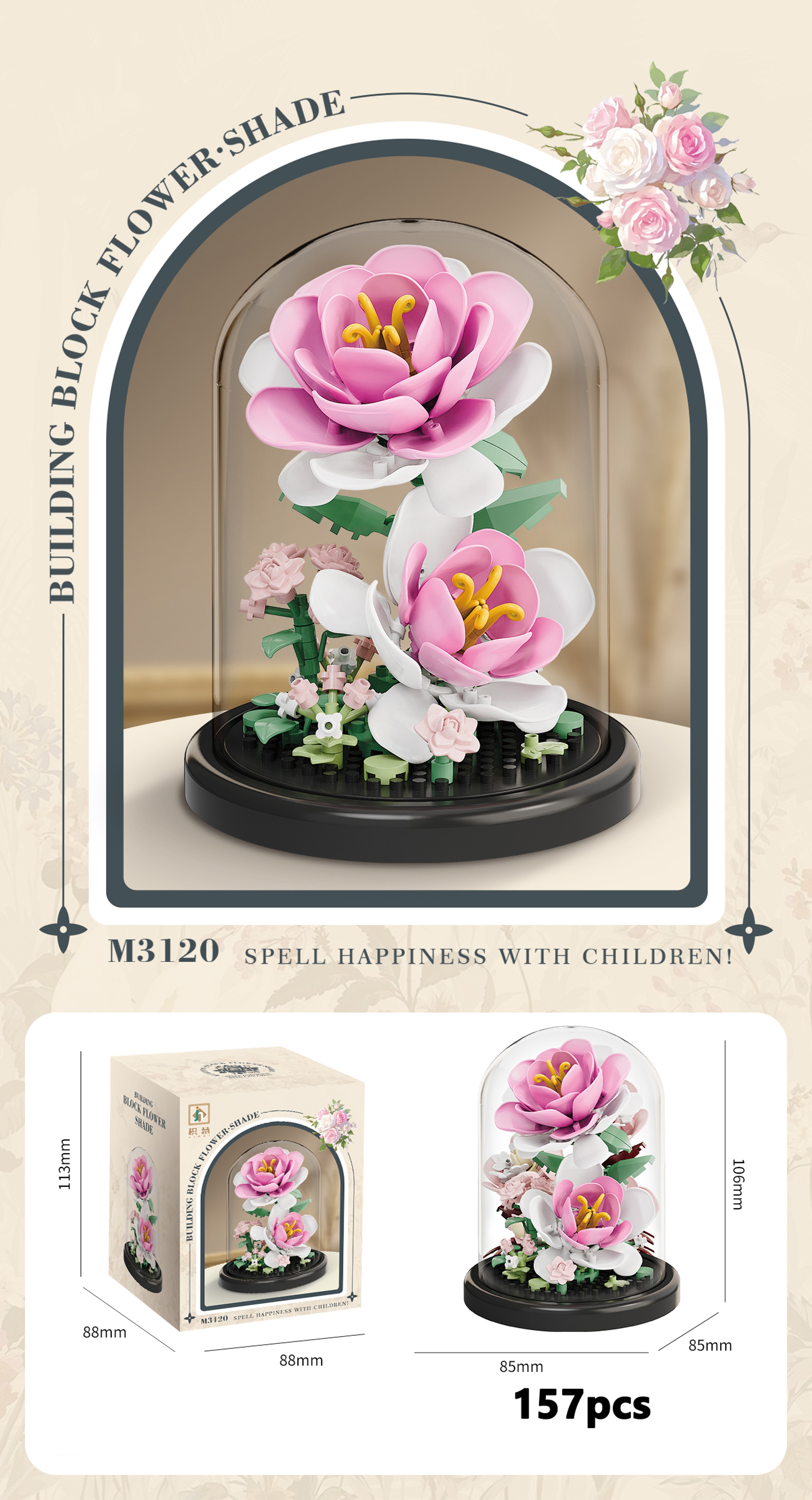 Eternal Flower Bouquet Bonsai Potted Plant Building Blocks Model Creative Puzzle Decoration for Home, Kids, and Gift – view 13