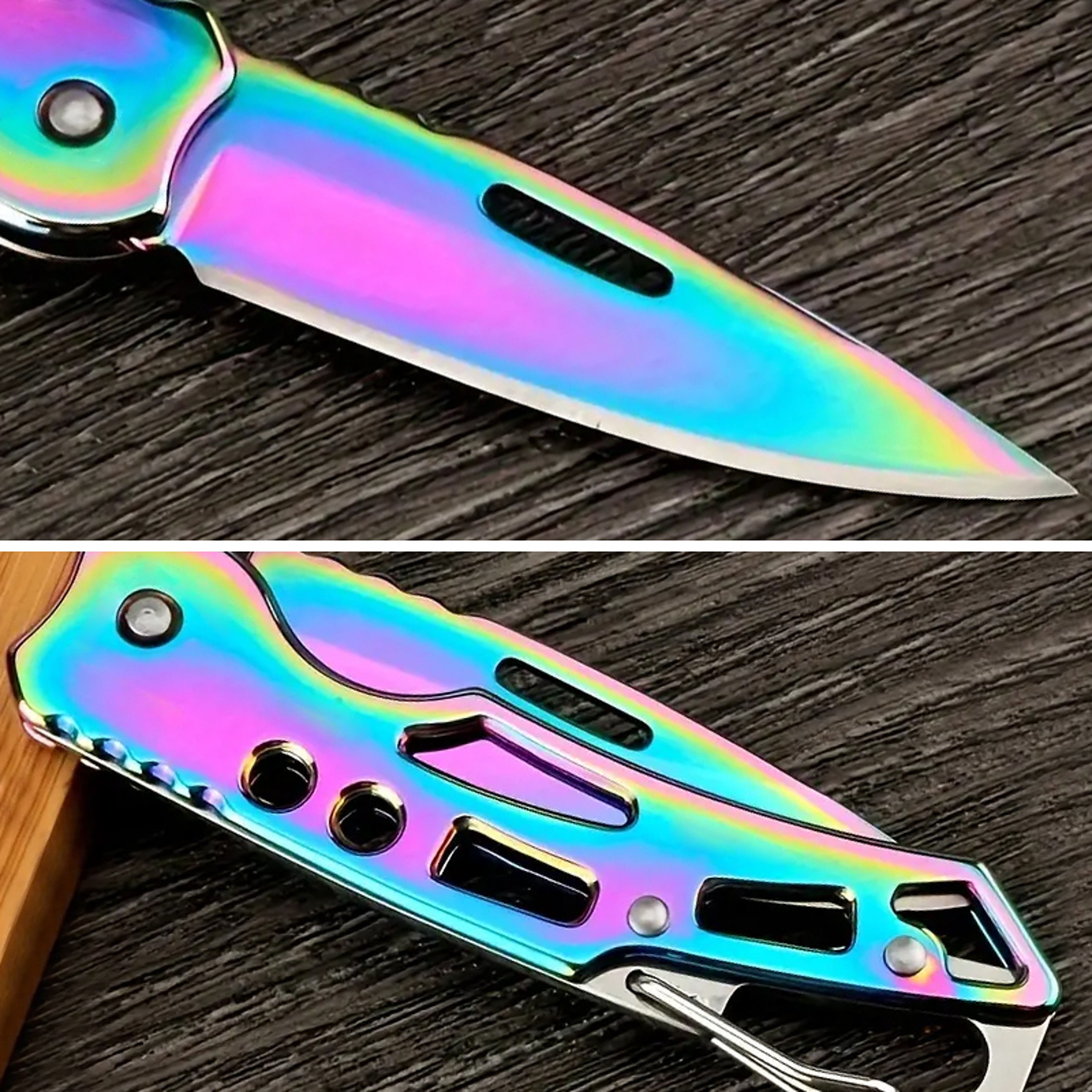 Folding Stainless Steel Fruit and Meat Cleaver Knife with Non Slip Handle Versatile Kitchen & Pocket Knife – view 3