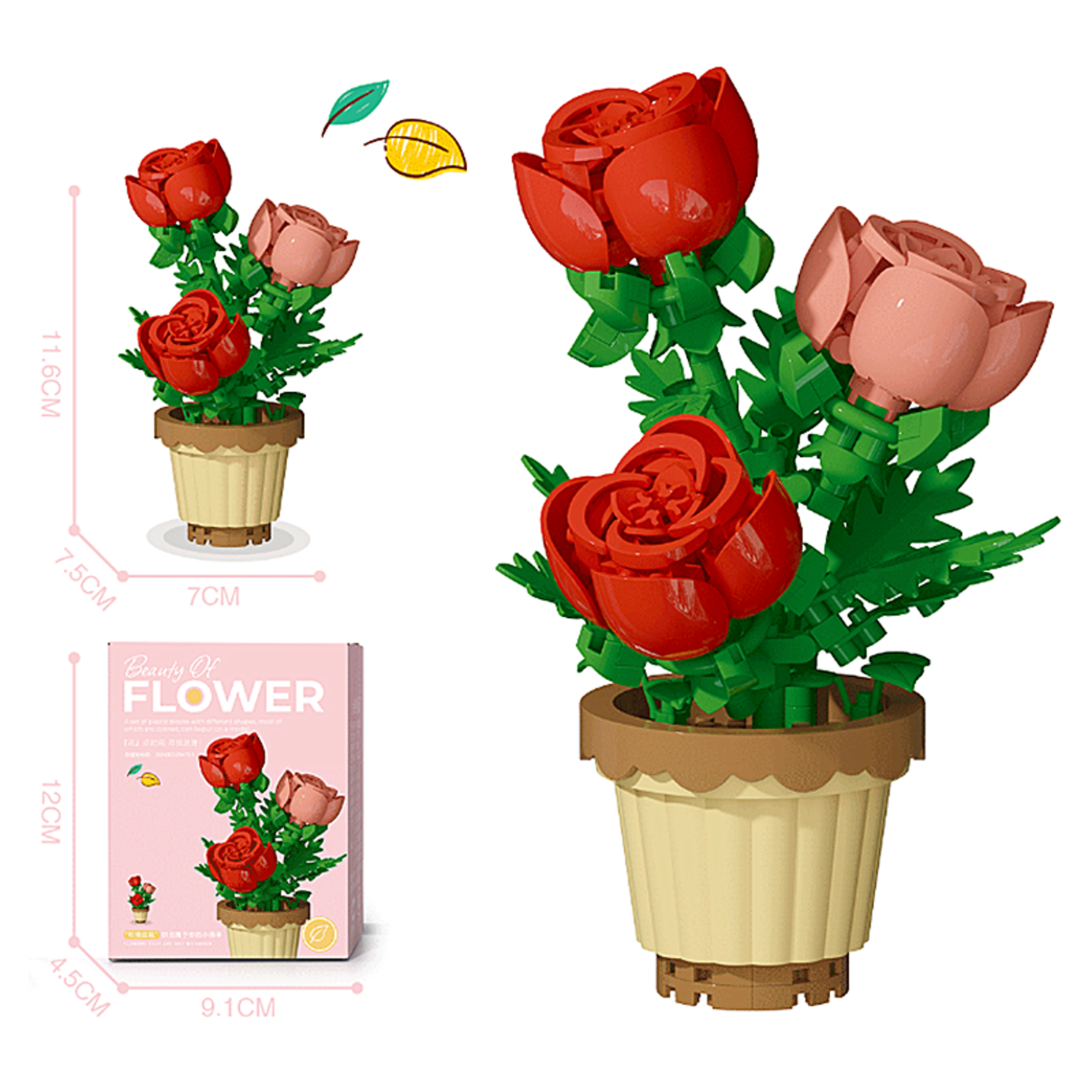 Creative Building Block Bouquet Eternal Rose  Sunflower Plant Assembled Building Block Toy Gift 3