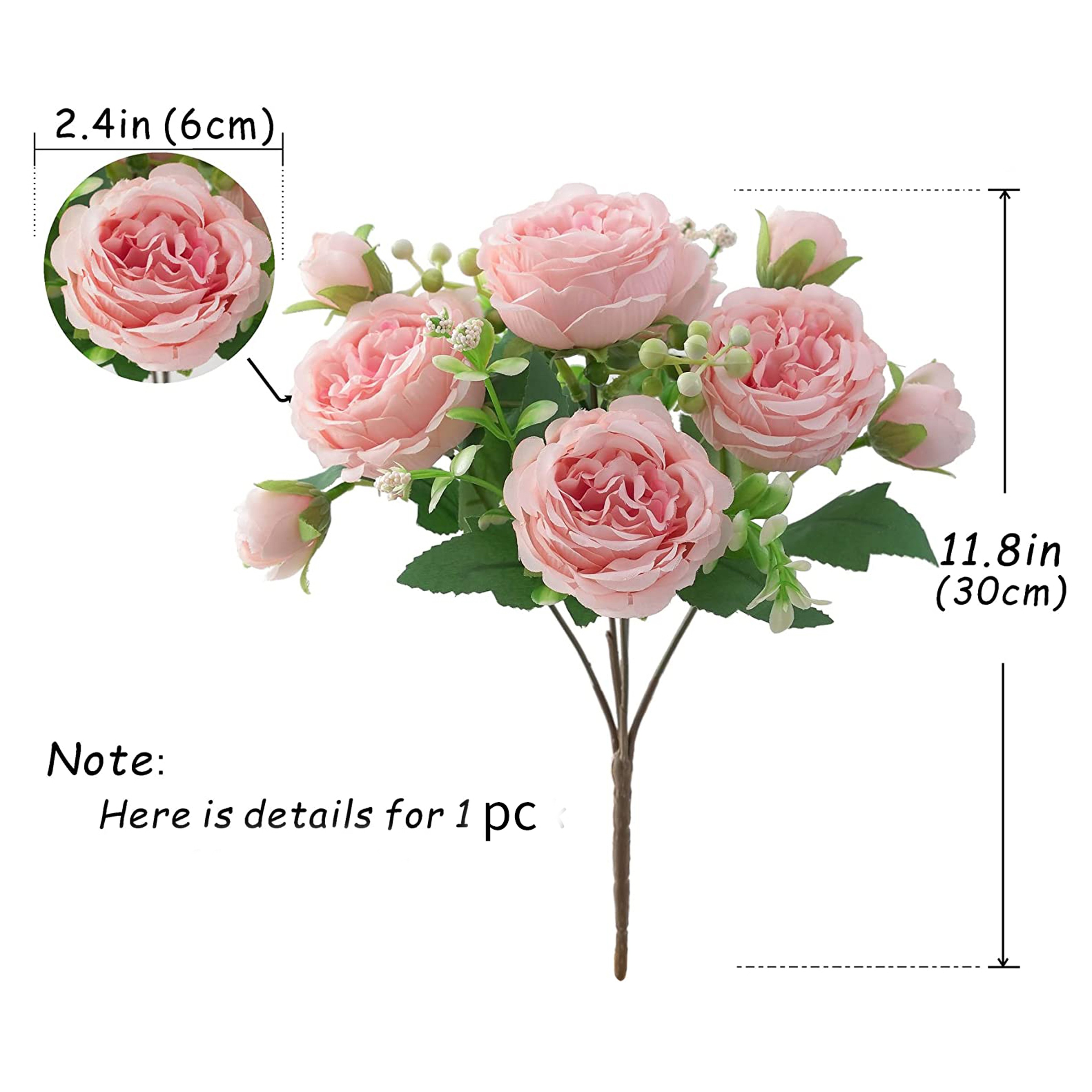 Rose Pink Peony Silk Bouquet Wedding  Home Decor Artificial Flower Arrangement 2