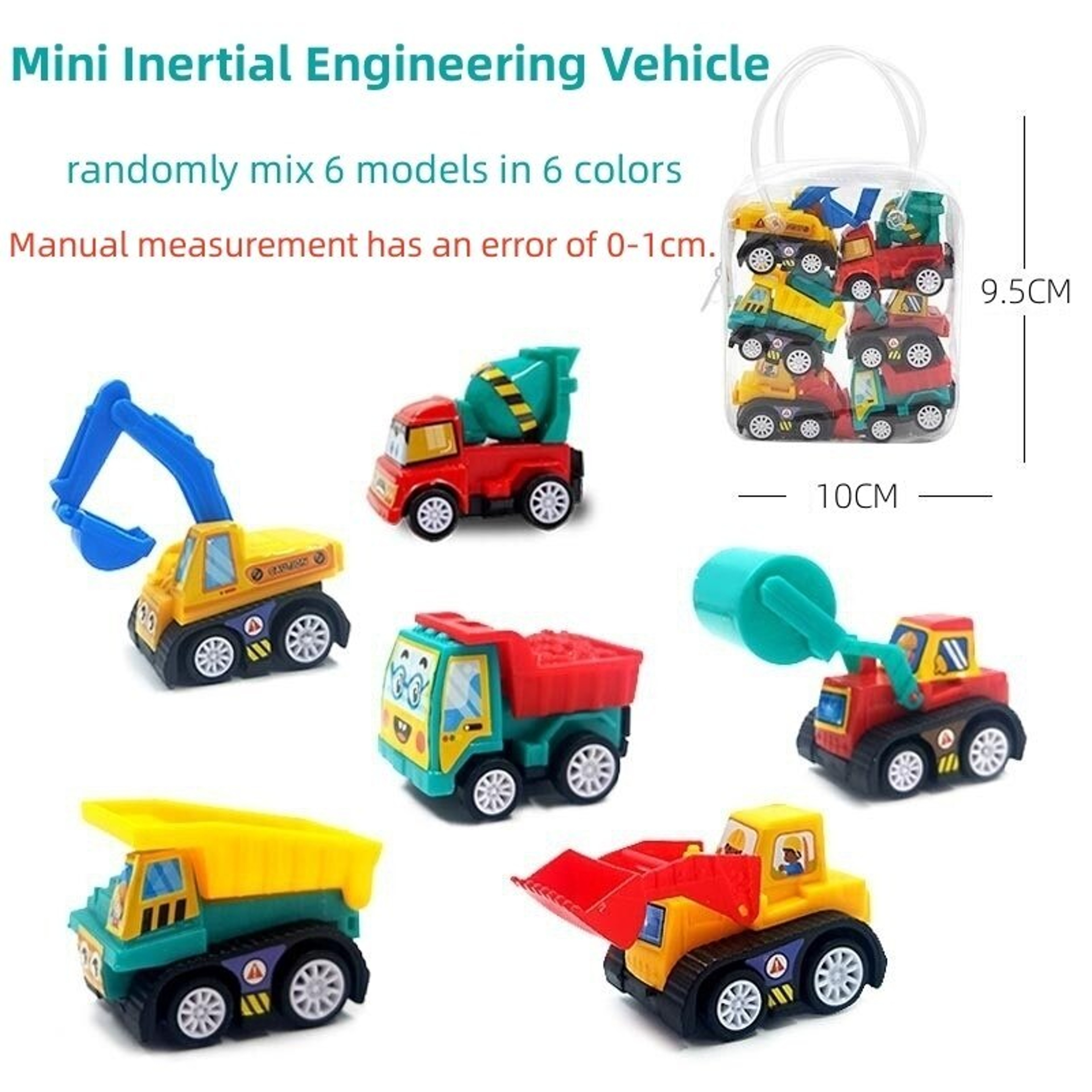 Mini Inertial Pull Back Engineering Car Set Fun Cartoon Cars For Kids  Perfect Birthday Gift 5