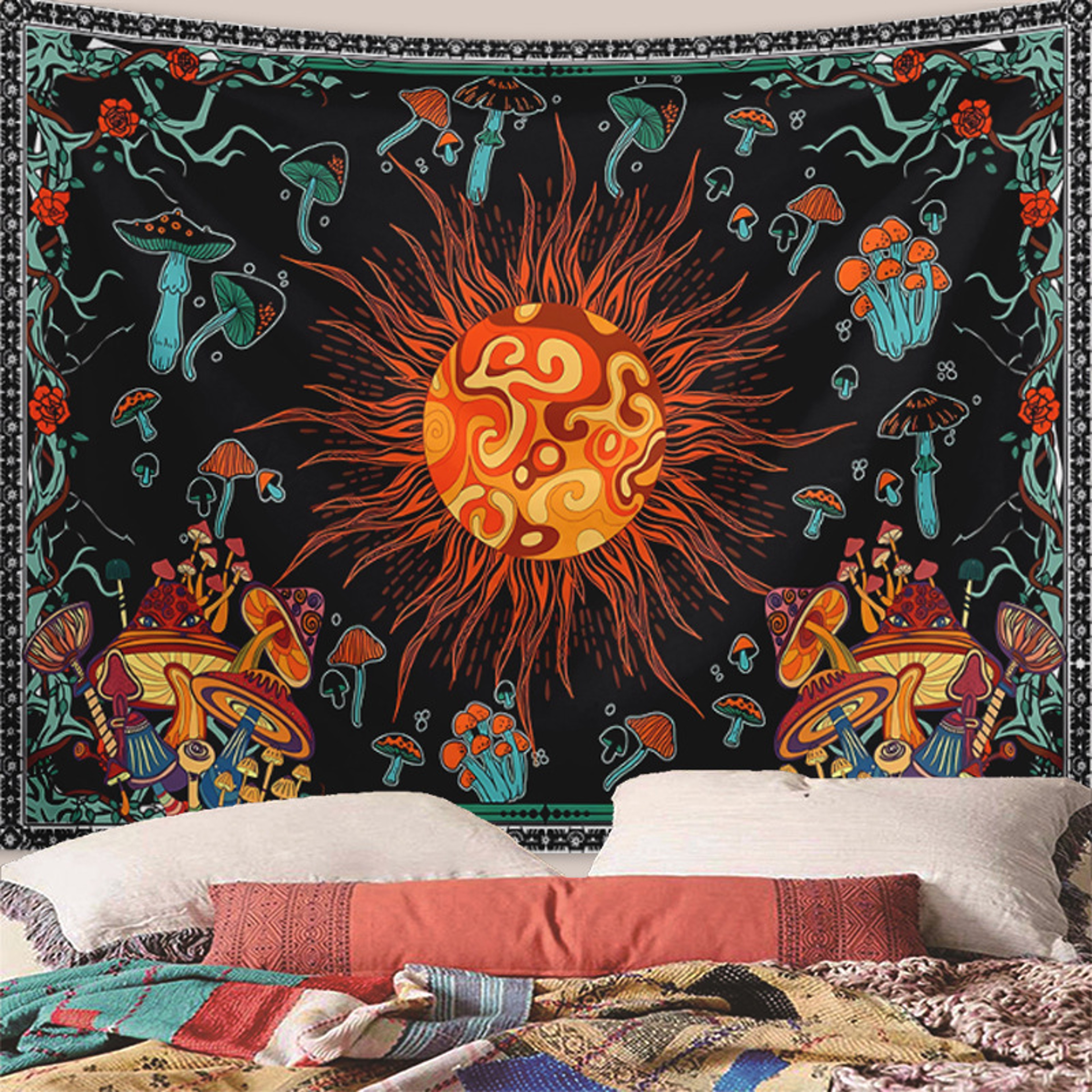 Sun and Moon Horoscope Tapestry Celestial Wall Art for Home Decor – view 4