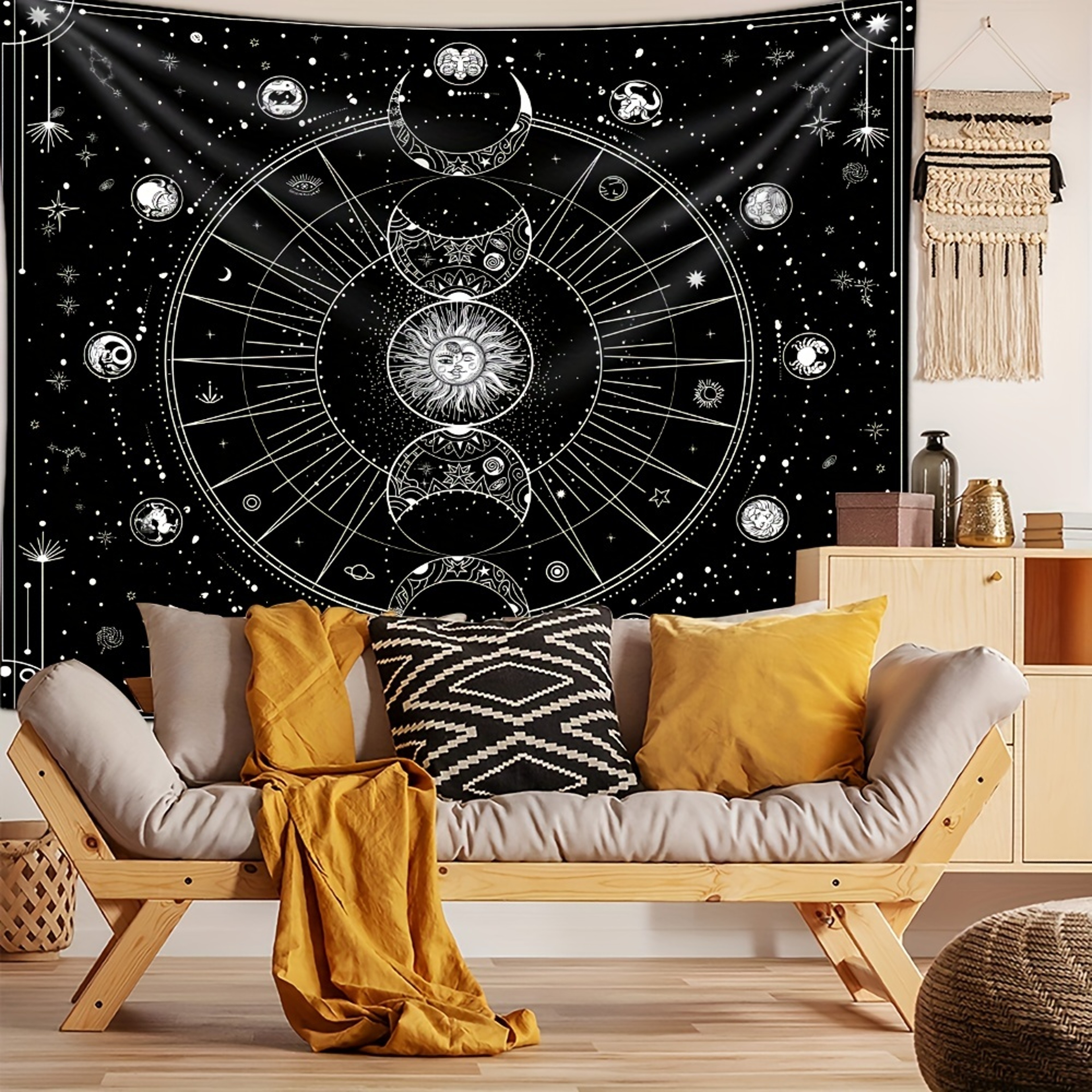 Sun and Moon Horoscope Tapestry Celestial Wall Art for Home Decor – view 6