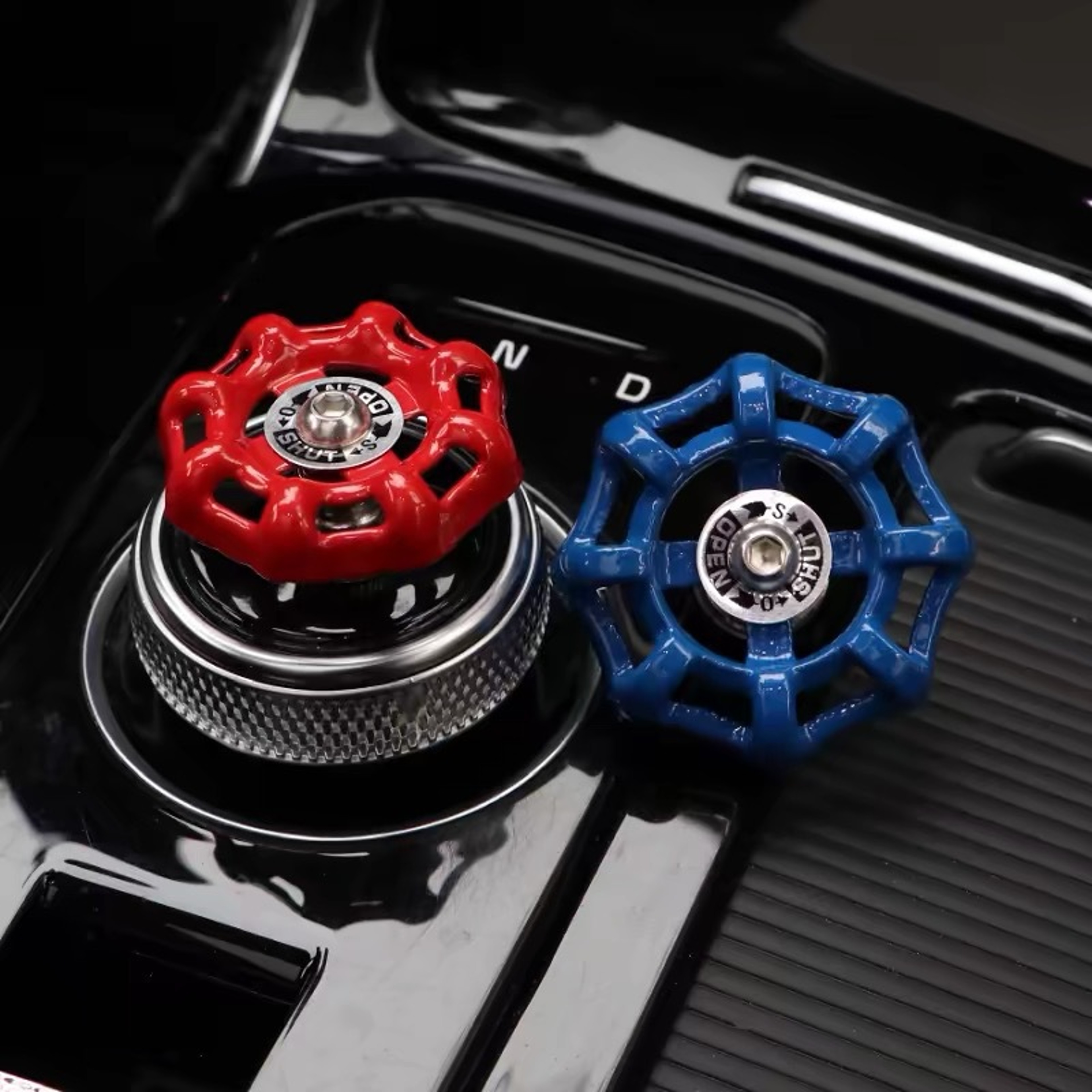 Metal Valve Style Car Interior Decor For Push Start Button And Gear Shift Knob 0
