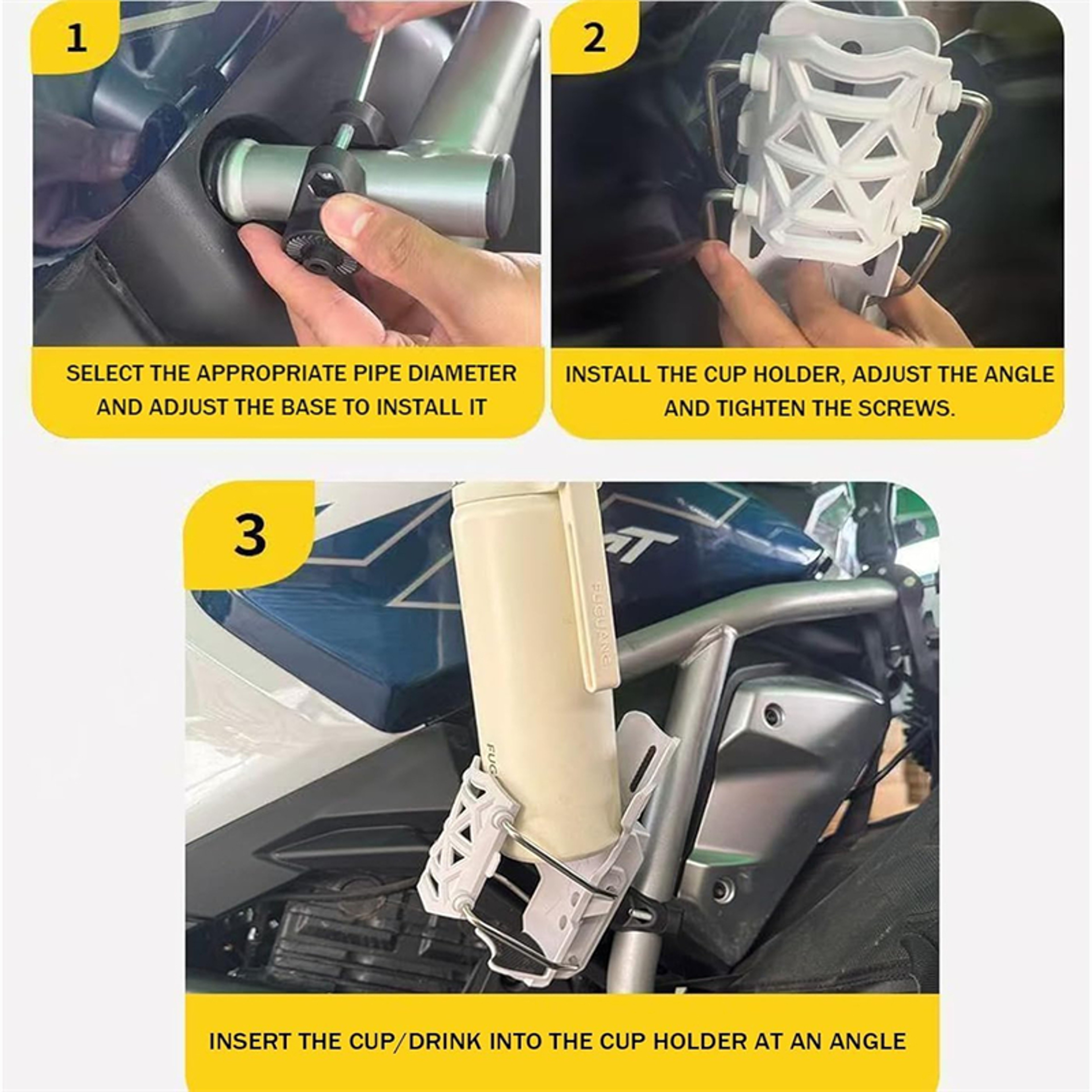Adjustable Bike Cup Holder for Water Bottles Handlebar Mount for Cycling & Motorcycle – view 5