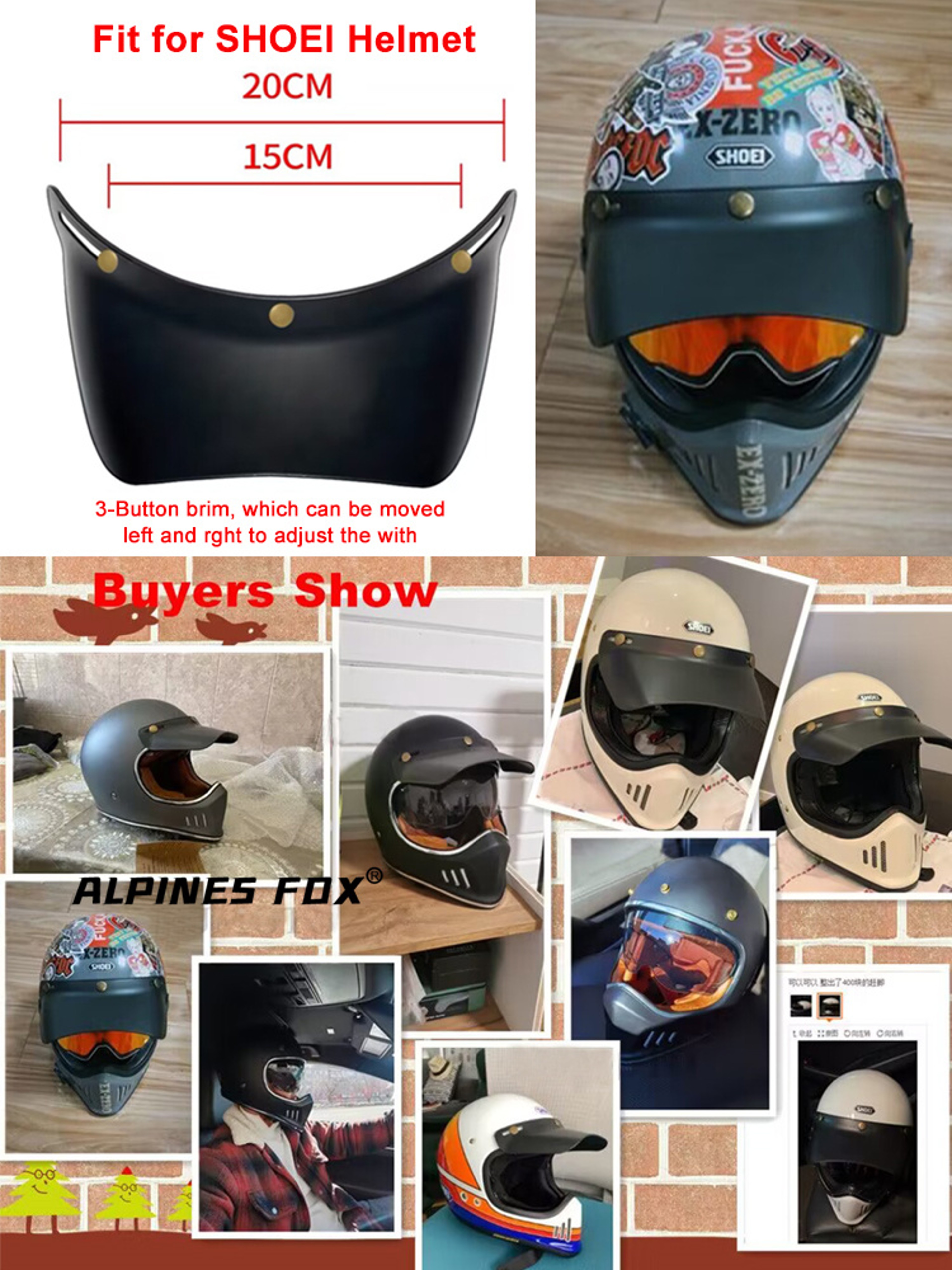 Universal Motorcycle Helmet Visor Lens Retro Snap Button Motorcycle Helmet Brims And Goggles For Ul 3