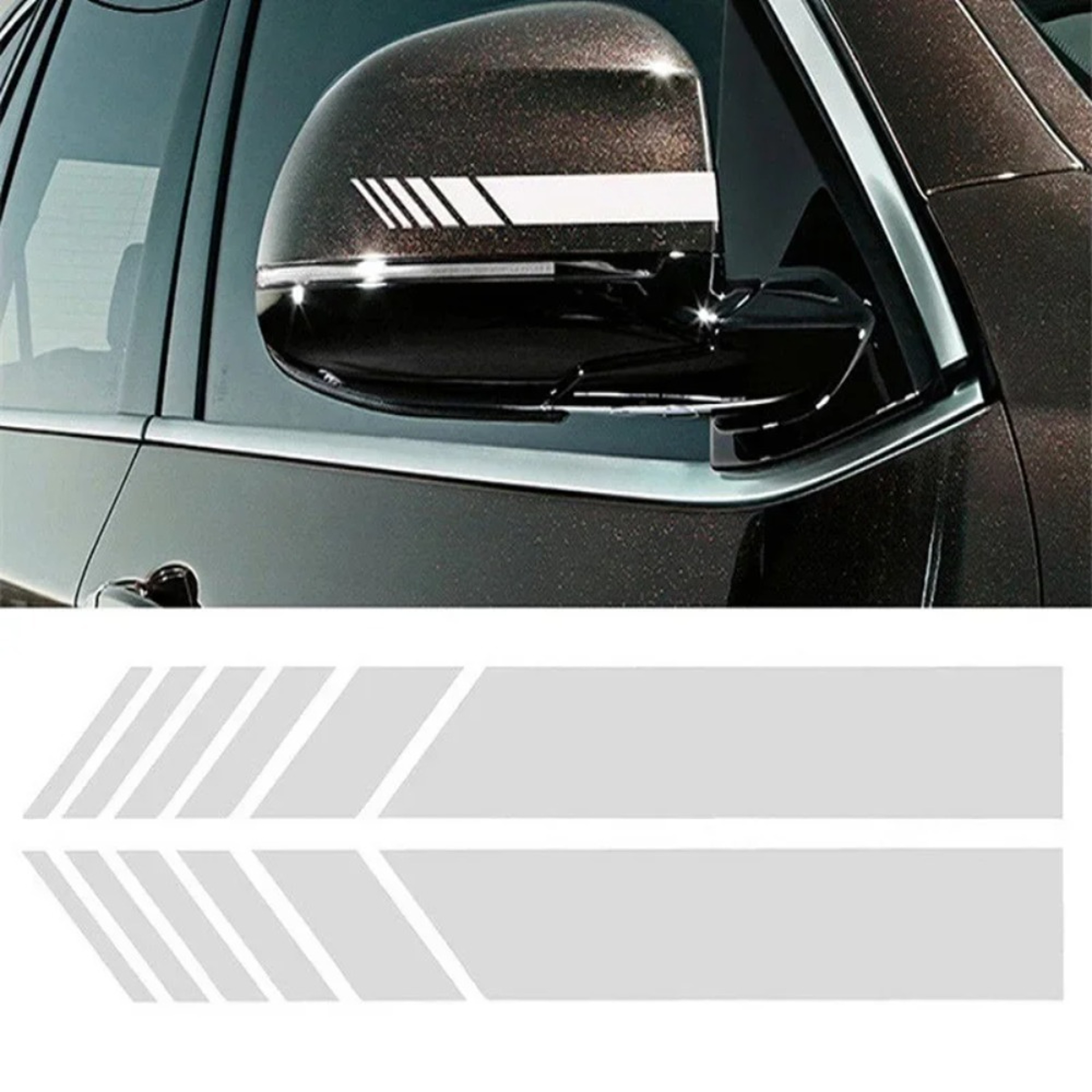 Premium Car Side Stripe & Rearview Mirror Graphic Decal Set DIY Auto Body Styling Stripes – view 3