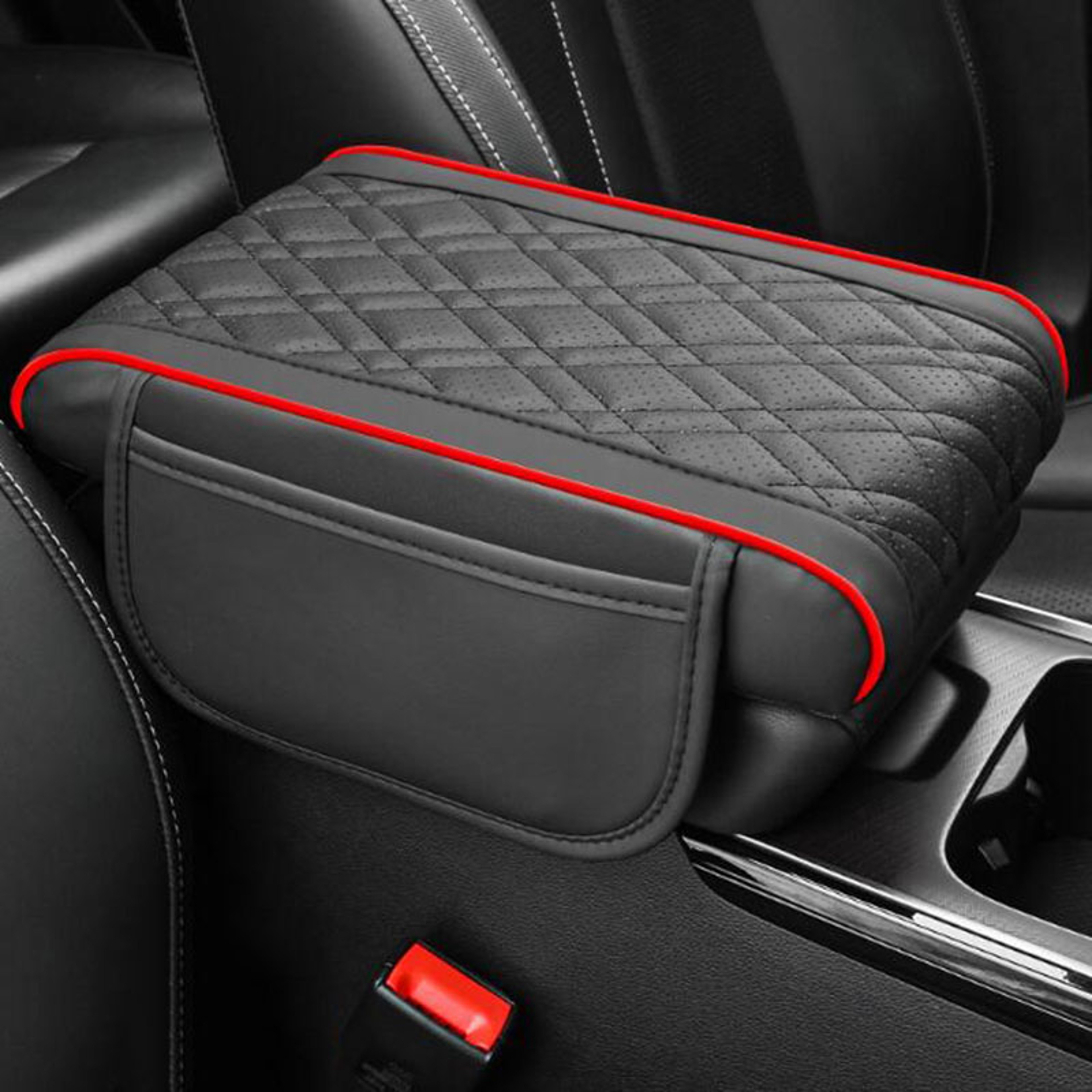 Universal Car Armrest Cushion Pad With Leather Cover  Storage Pocket 0