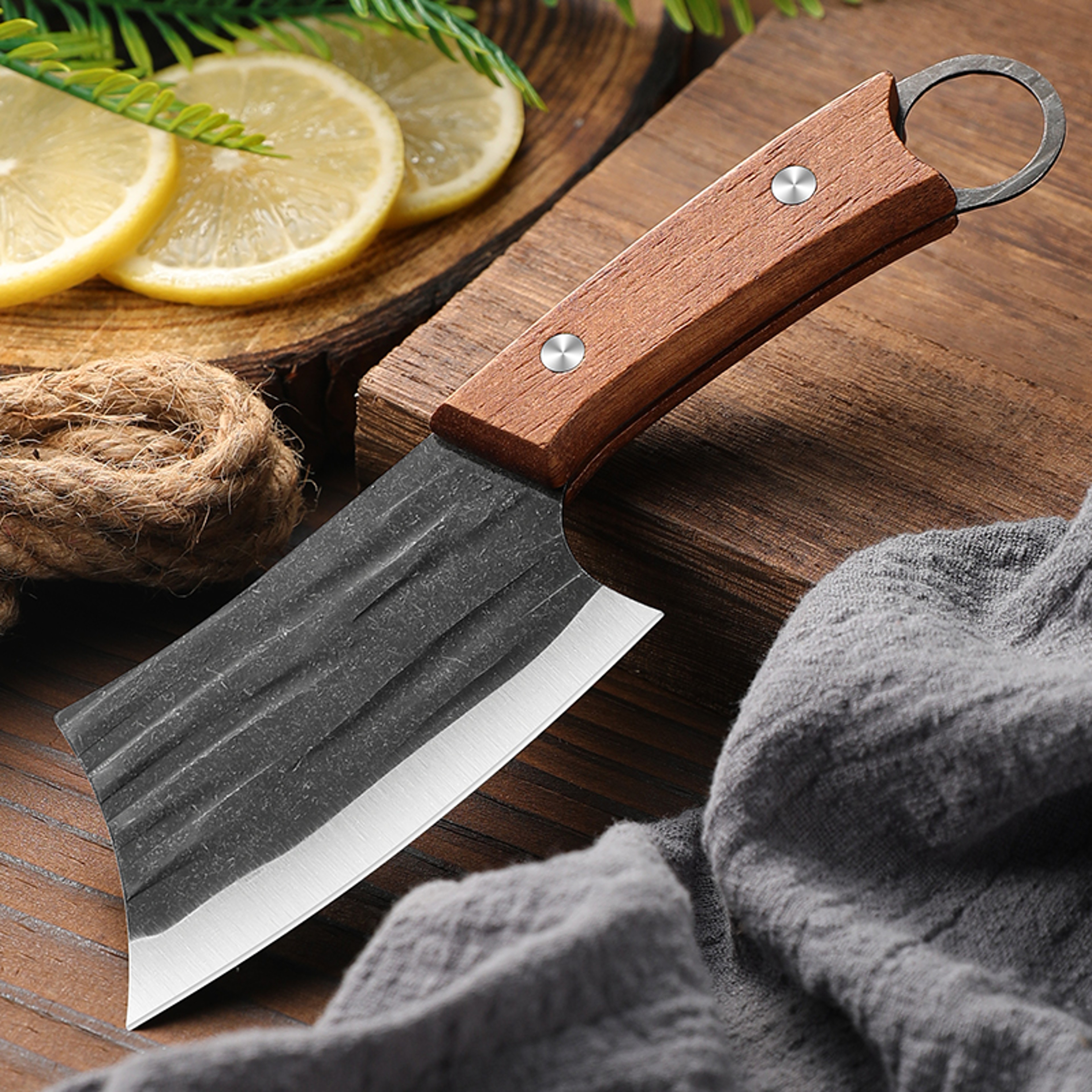 Stainless Steel Cleaver Knife With Wooden Handle For Meat Fish And Vegetables 0