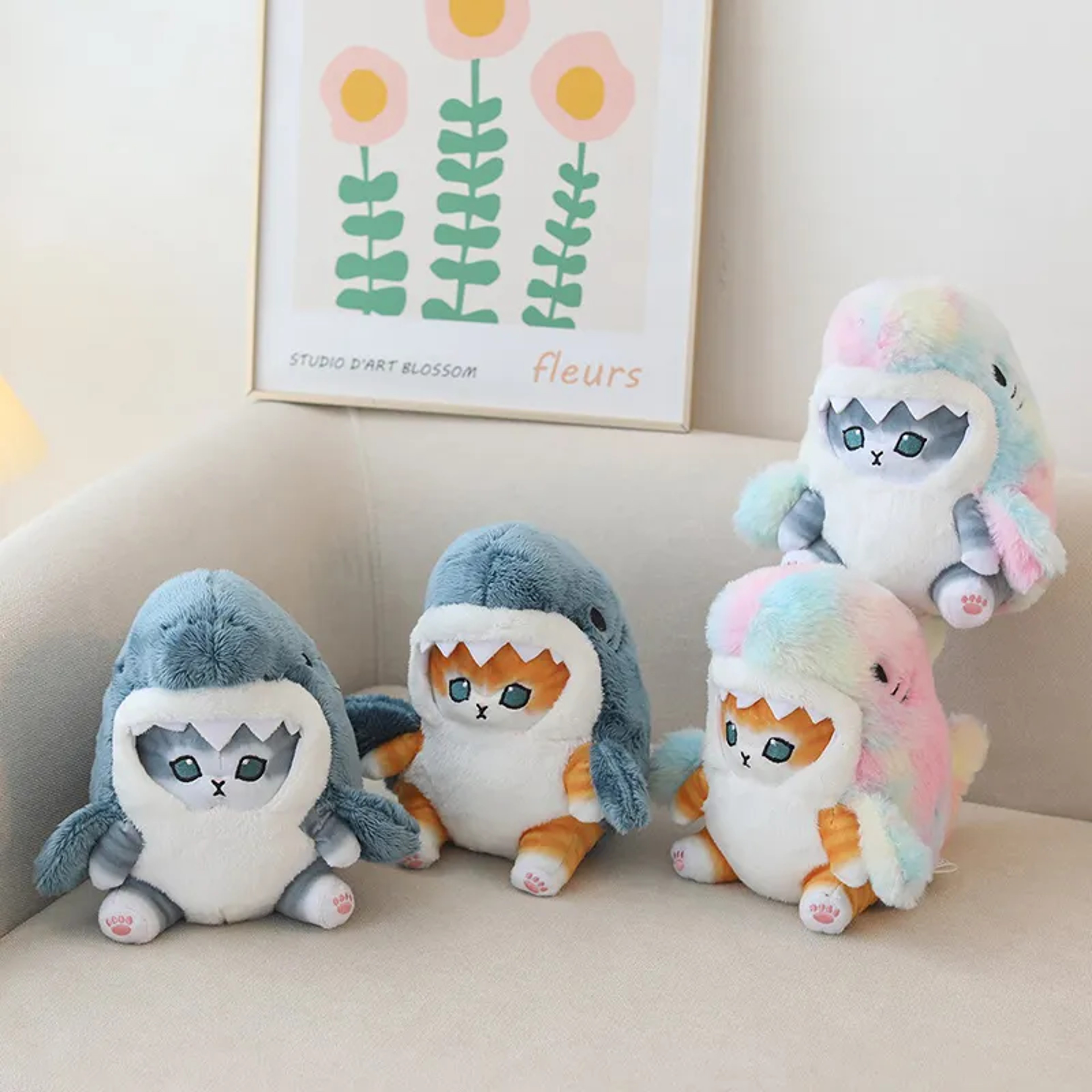 Kawaii Shark Cat Plush Toy Soft Stuffed Colorful Doll for Kids – view 2