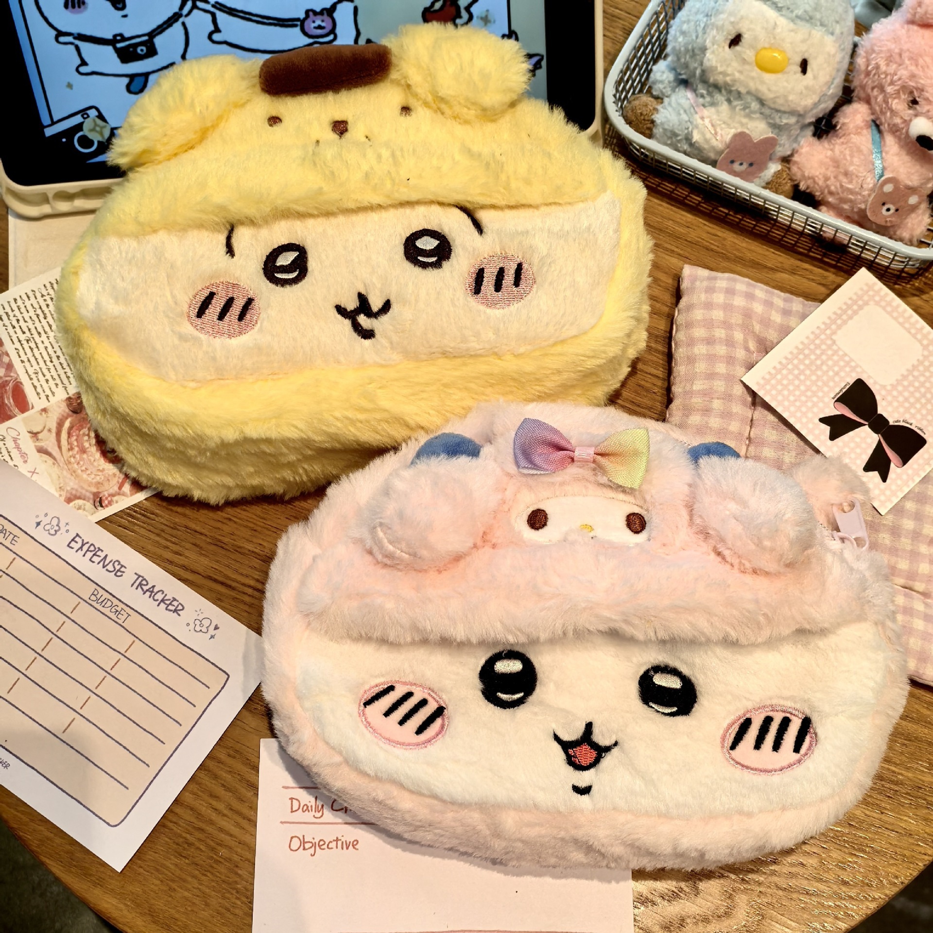 Kawaii Chiikawa Plush Case With Large Capacity Storage Cosmetic  Makeup Bag 0