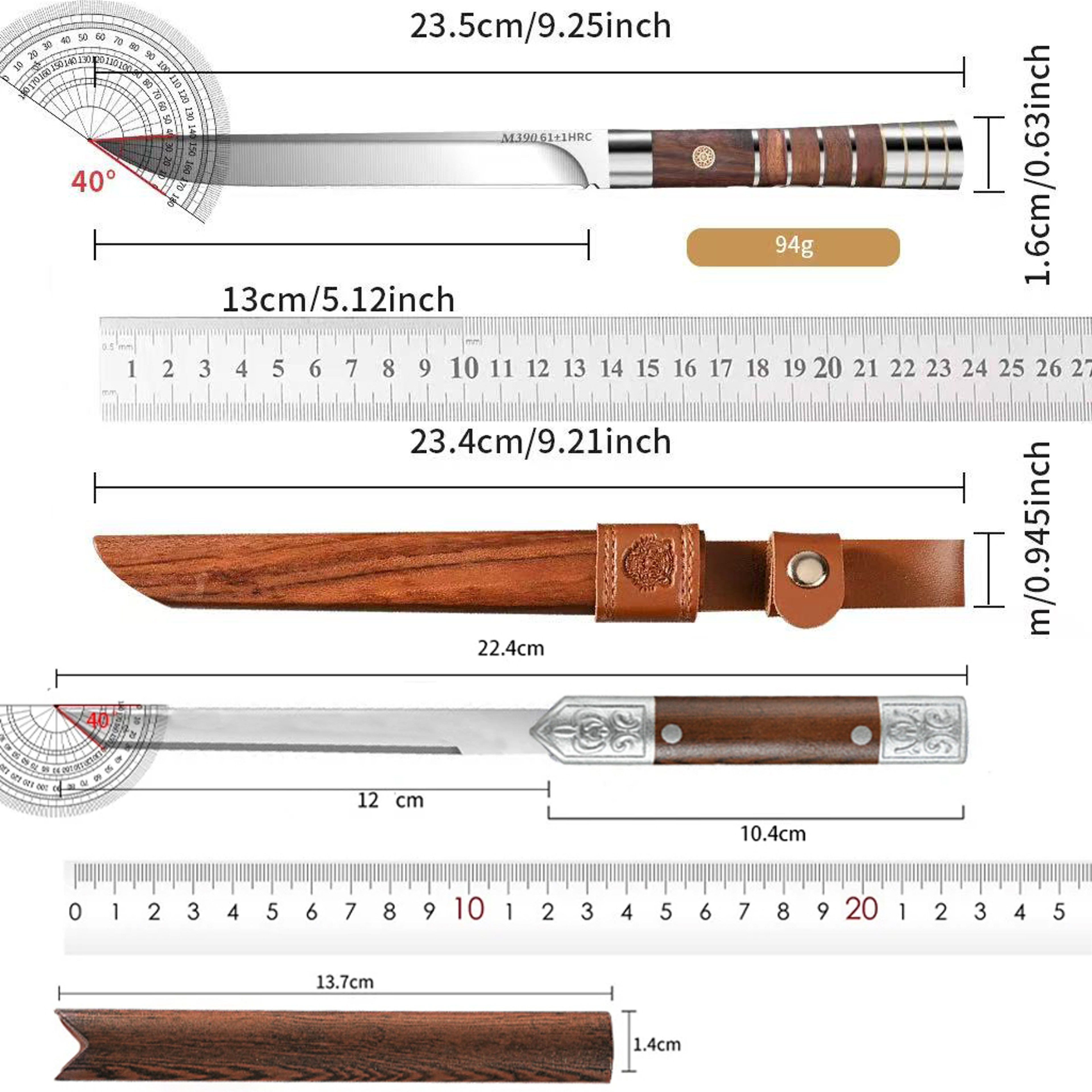 Premium High Hardness Stainless Steel Kitchen Knife With Leather Sheath Professional Fruit  Meat Cu 5