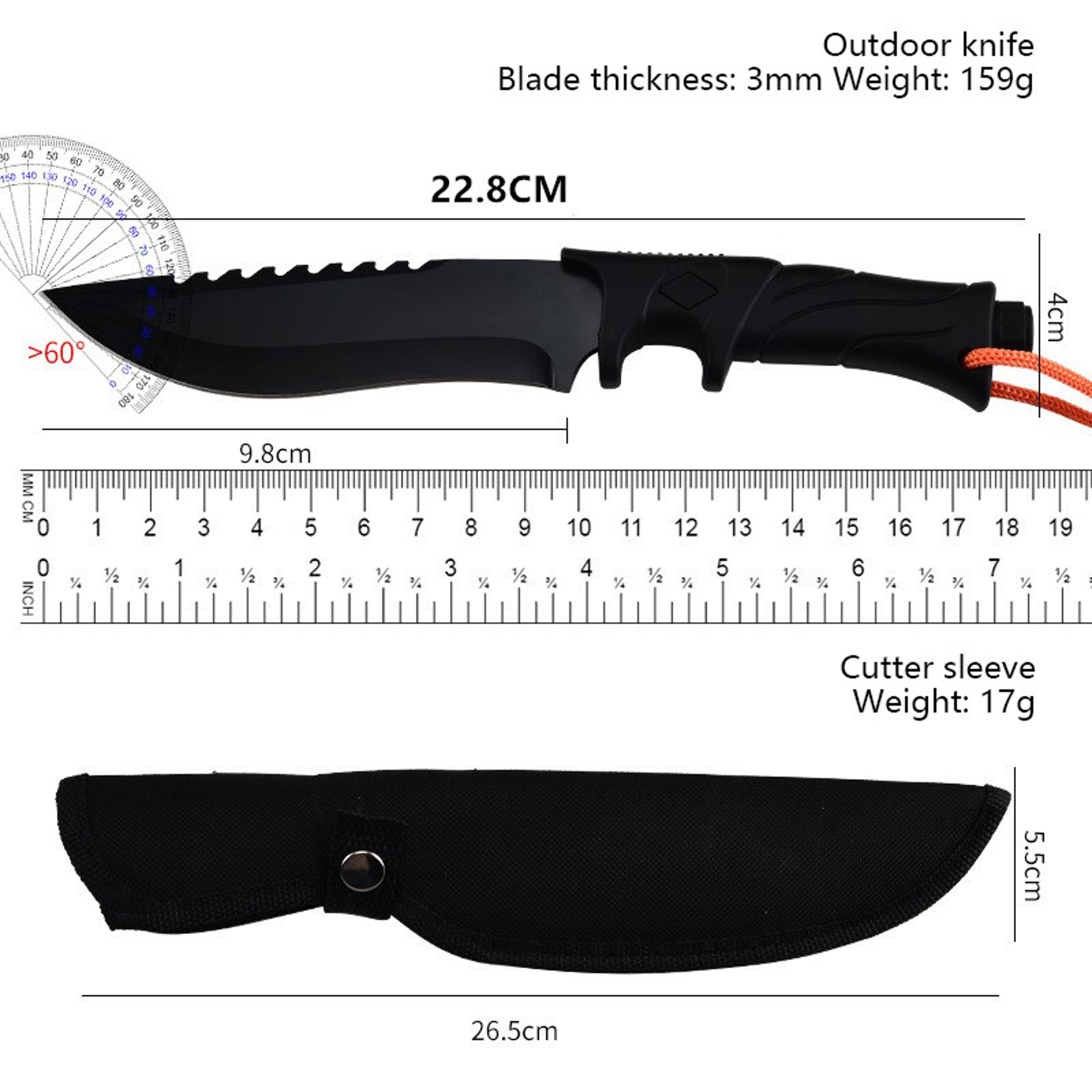 Tactical Outdoor Survival Knife Sharp Portable Fishing & Camping Knife – view 6