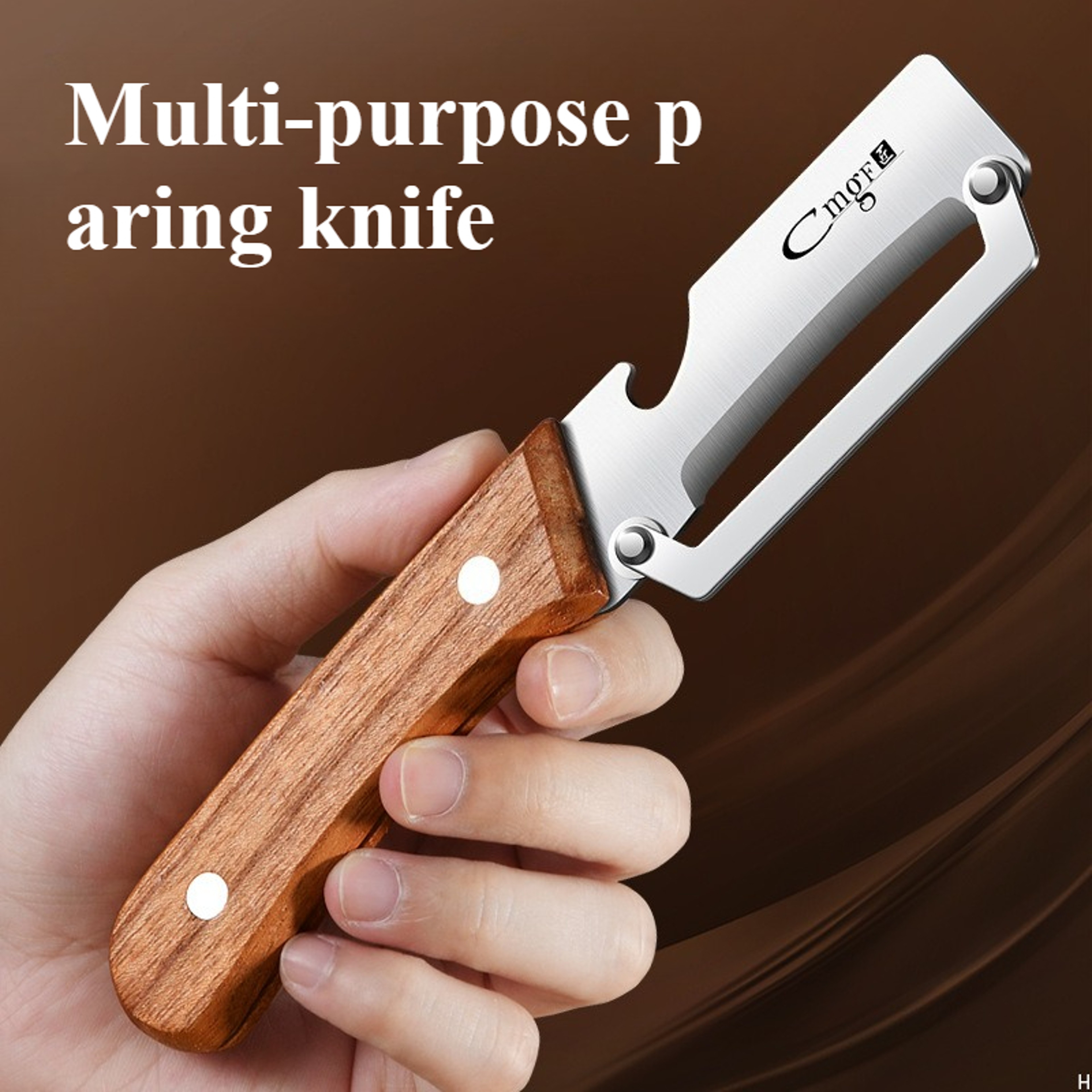 Premium Stainless Steel Vegetable Peeler With Ergonomic Wooden Handle 0