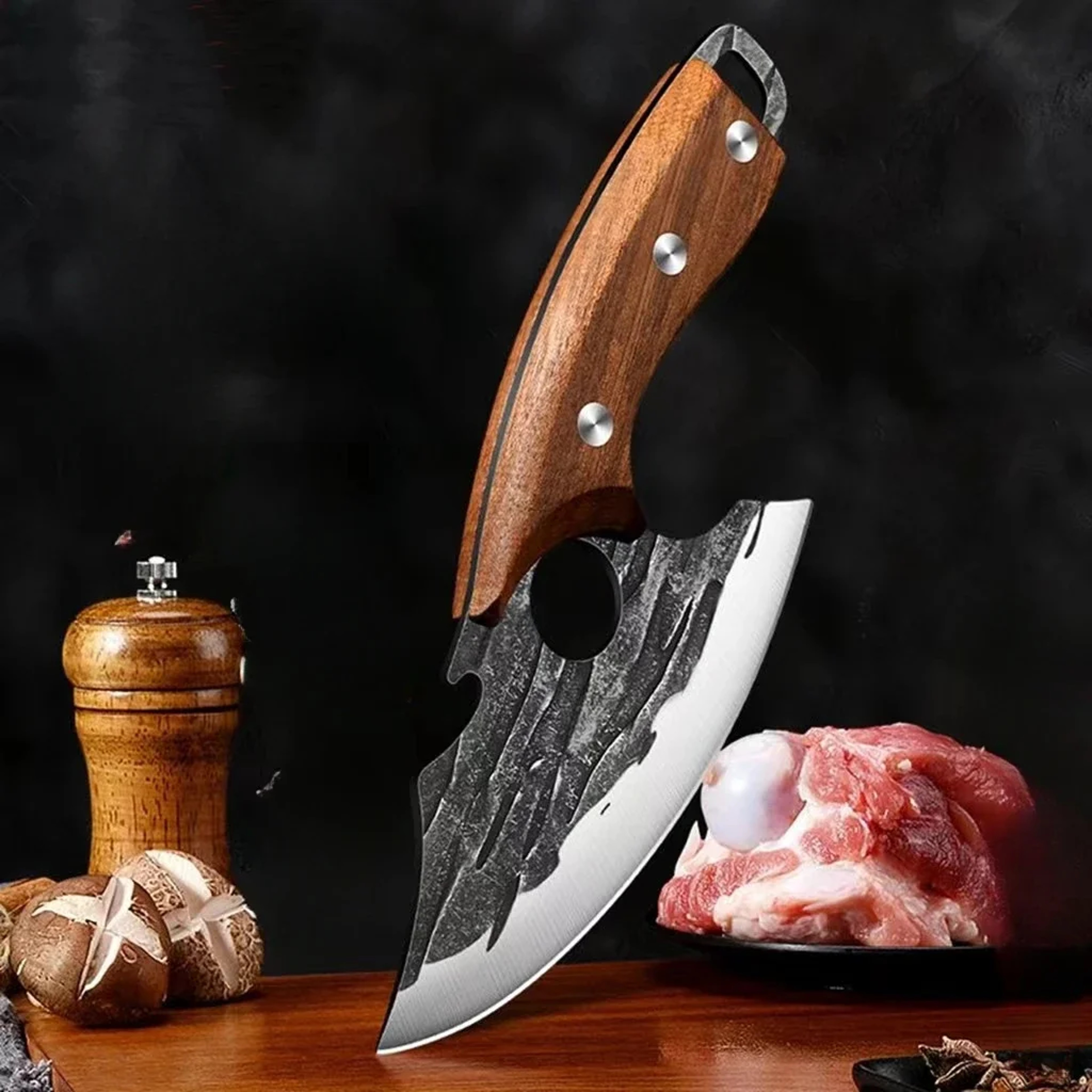 Professional Hand Forged Bone Picking  Meat Cutting Knife Outdoor Butcher Tool 1