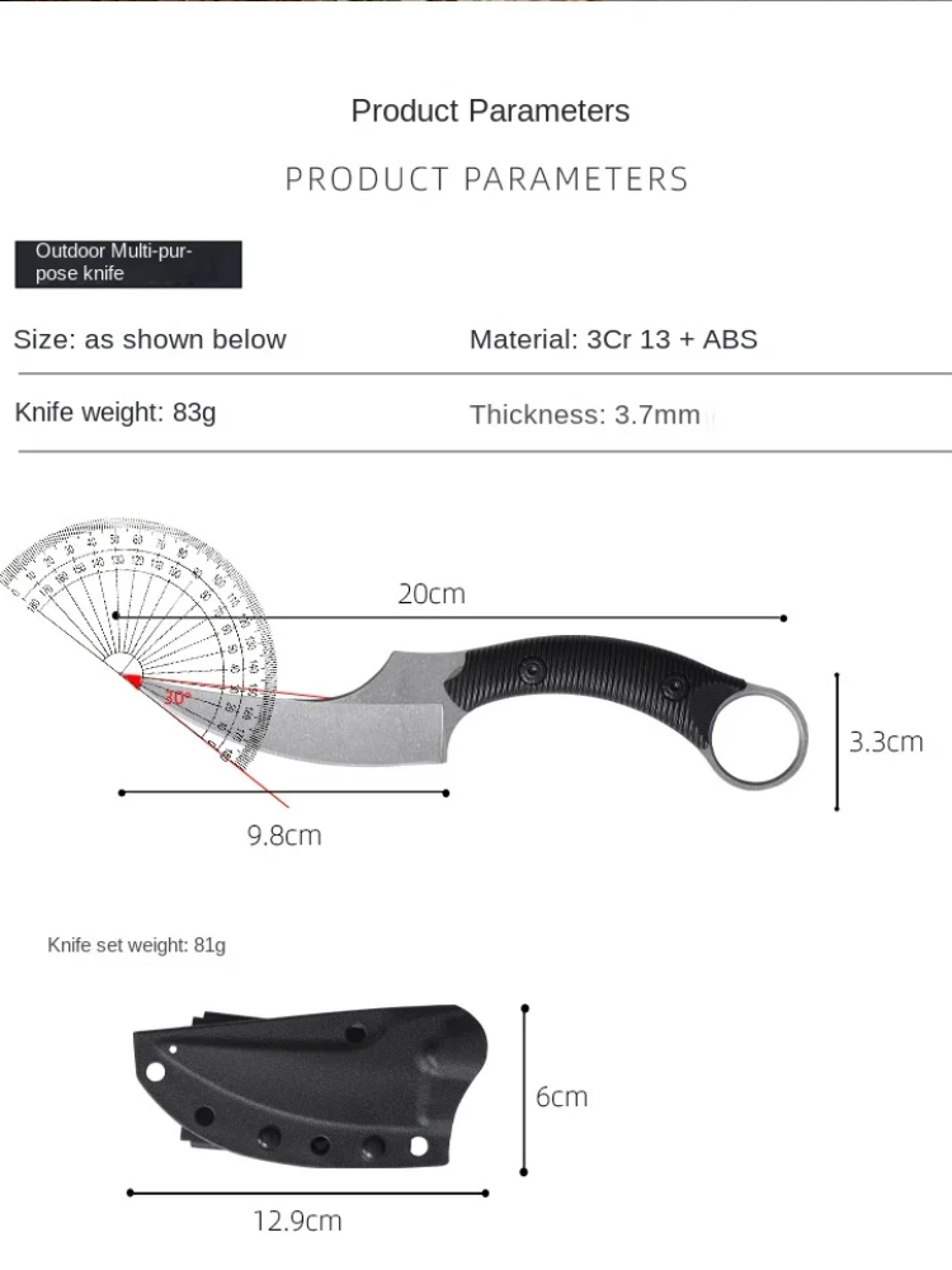 Steel Fixed Blade Hunting Knife for Camping, Survival & Everyday Carry – view 6